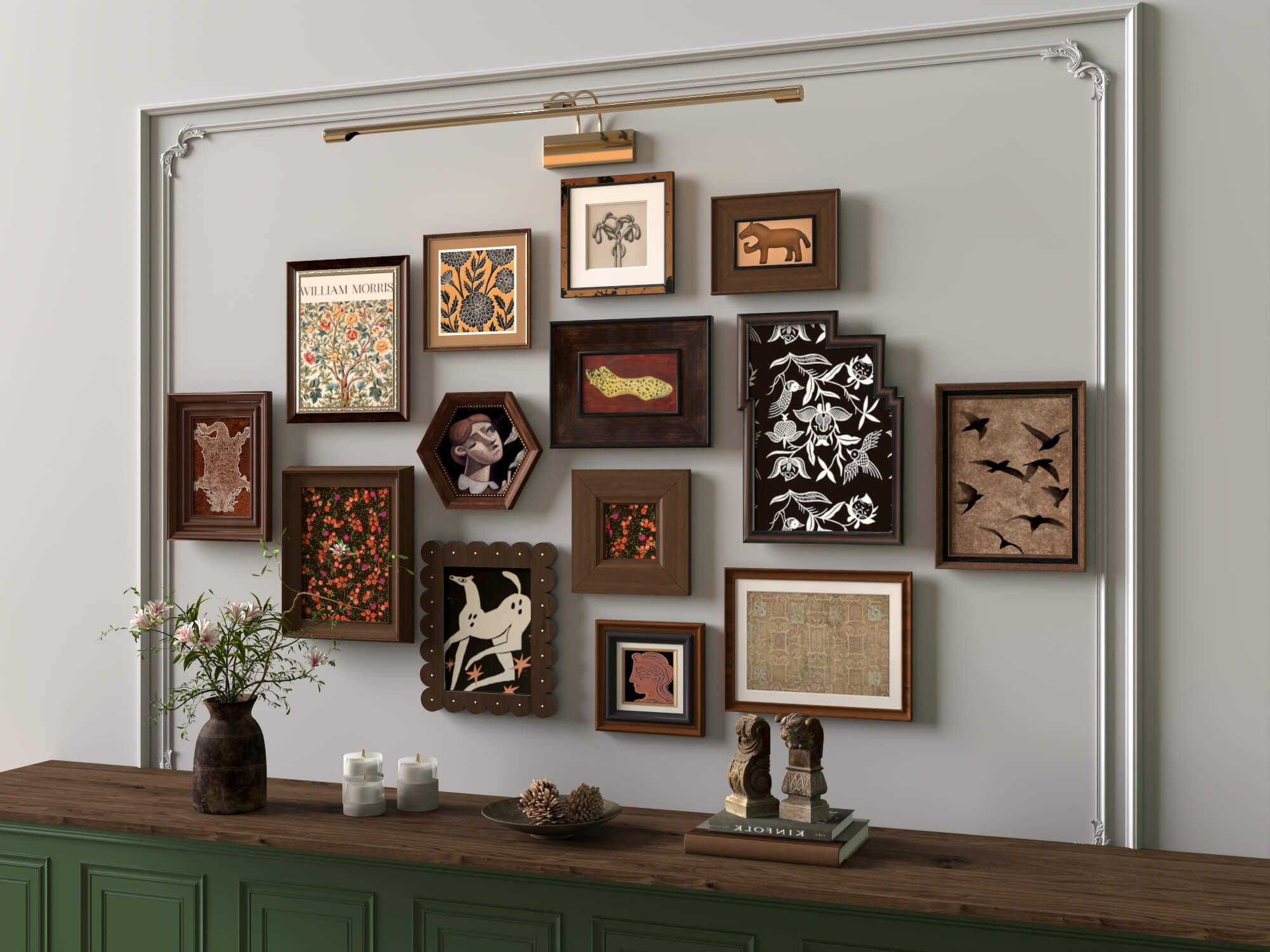 Vintage Gallery Wall Art Frames Set 3D Model