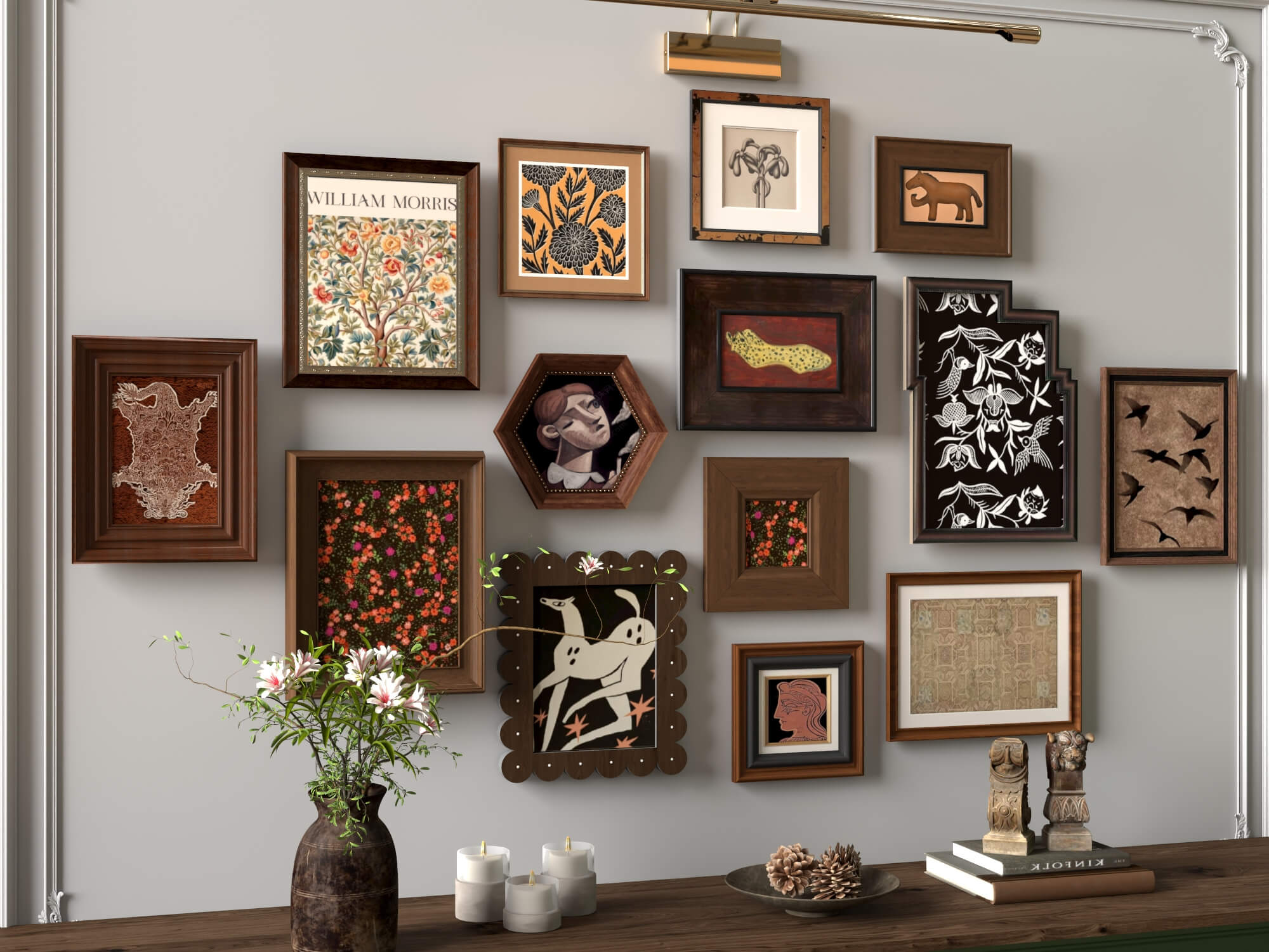 Vintage Gallery Wall Art Frames Set 3D Model