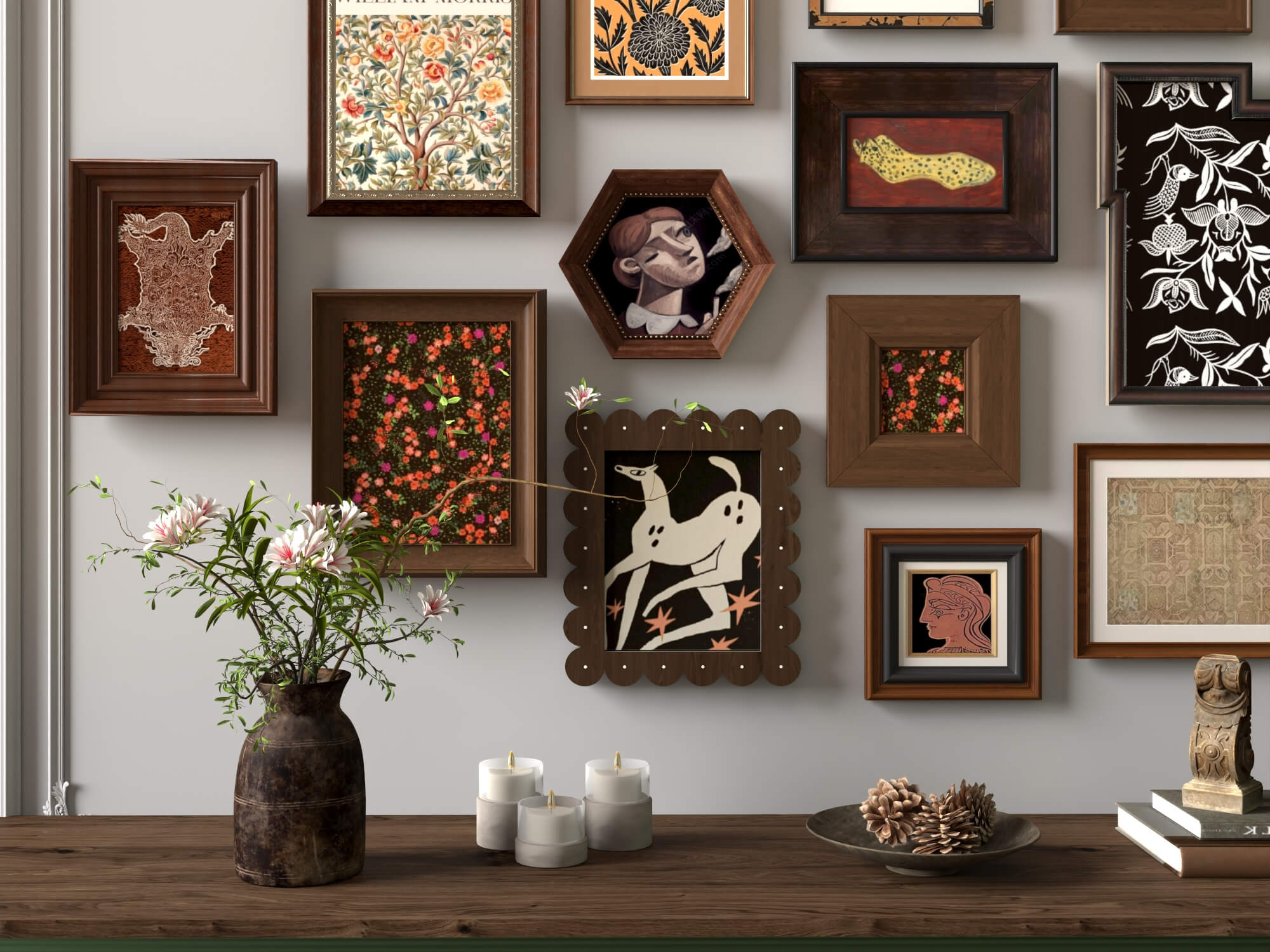 Vintage Gallery Wall Art Frames Set 3D Model
