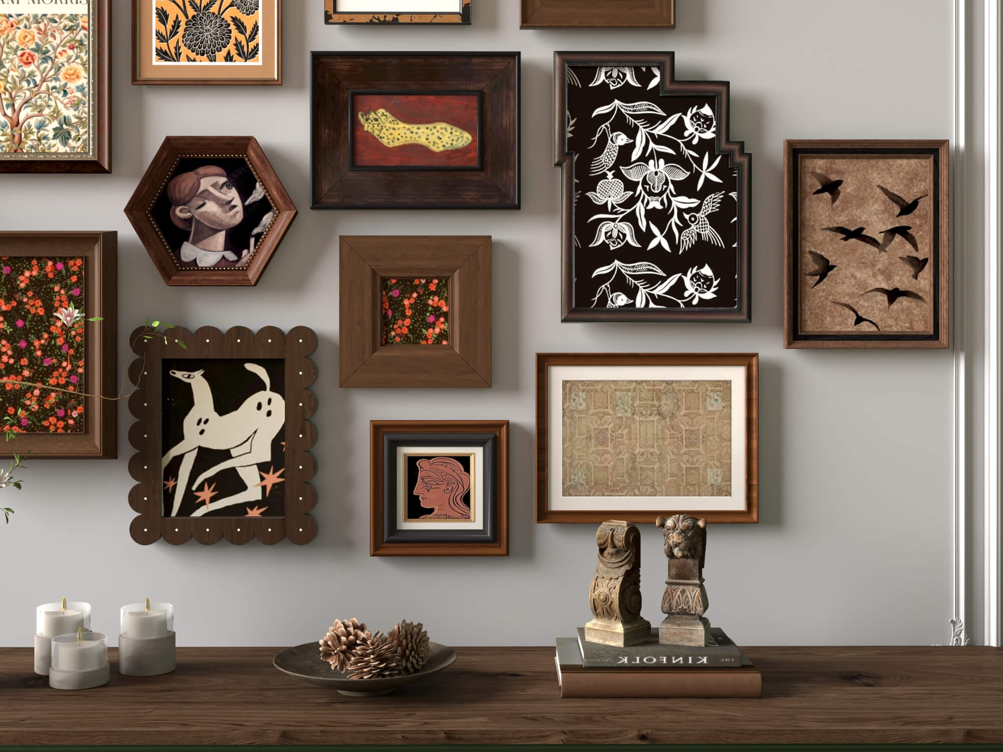 Vintage Gallery Wall Art Frames Set 3D Model