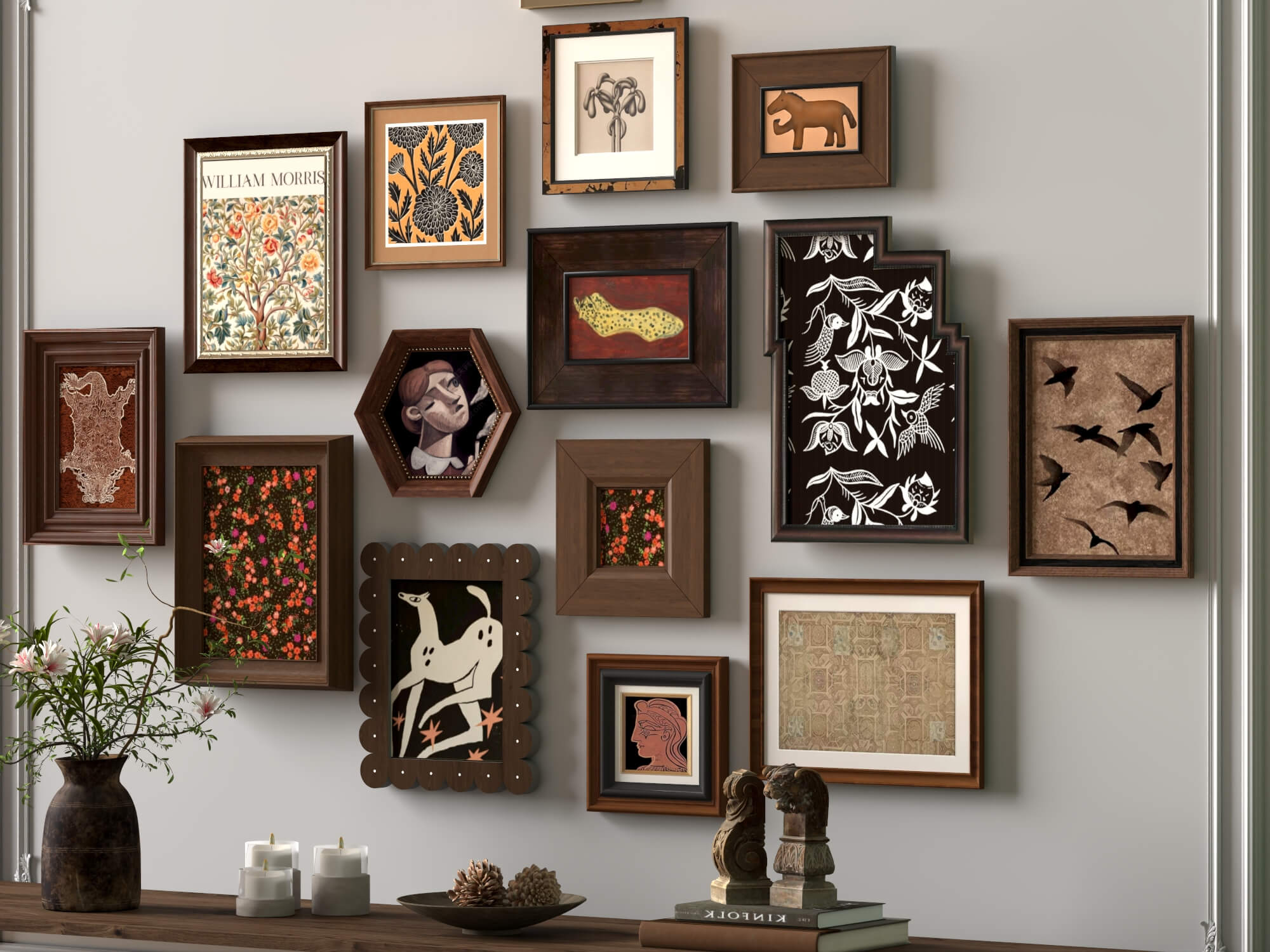 Vintage Gallery Wall Art Frames Set 3D Model