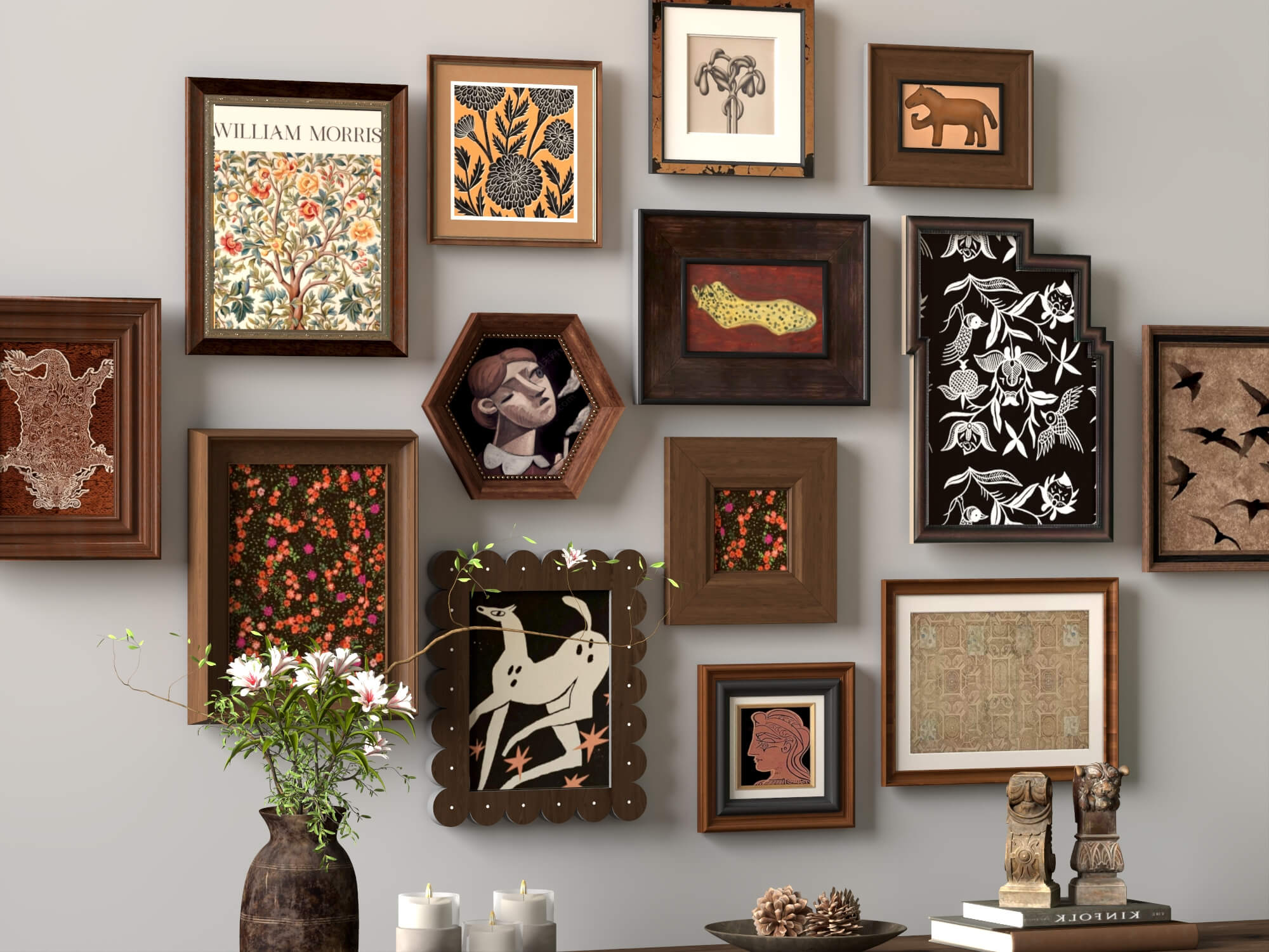 Vintage Gallery Wall Art Frames Set 3D Model