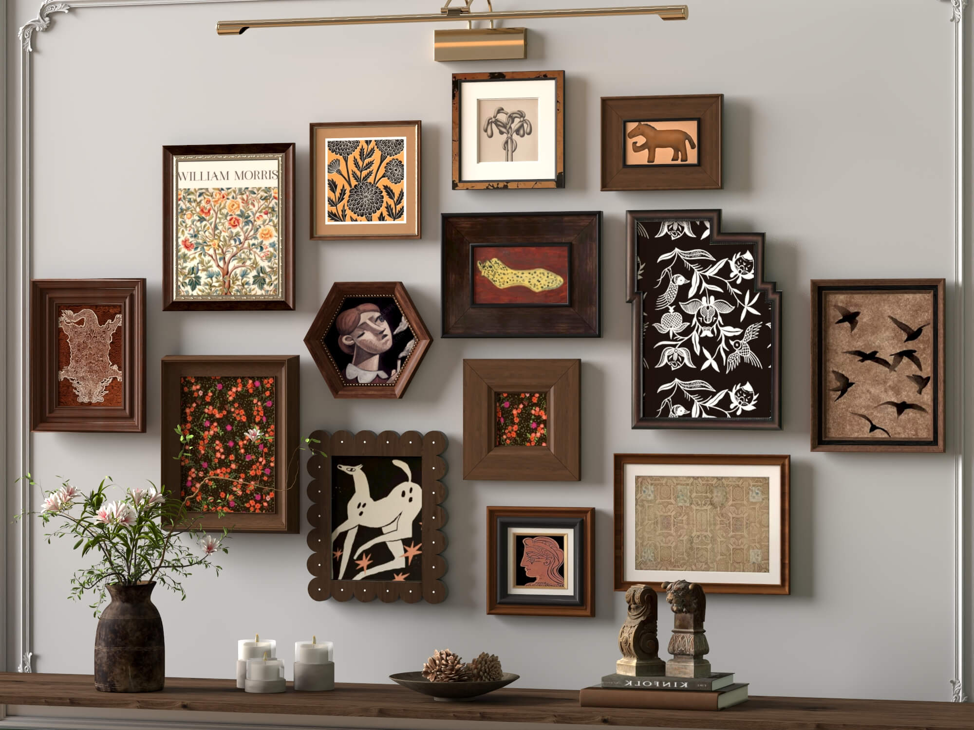 Vintage Gallery Wall Art Frames Set 3D Model