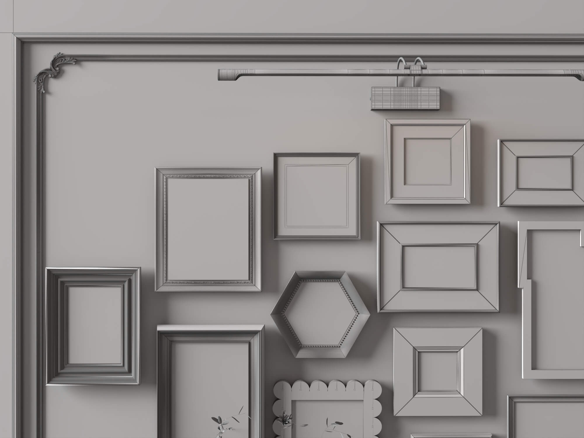 Vintage Gallery Wall Art Frames Set 3D Model