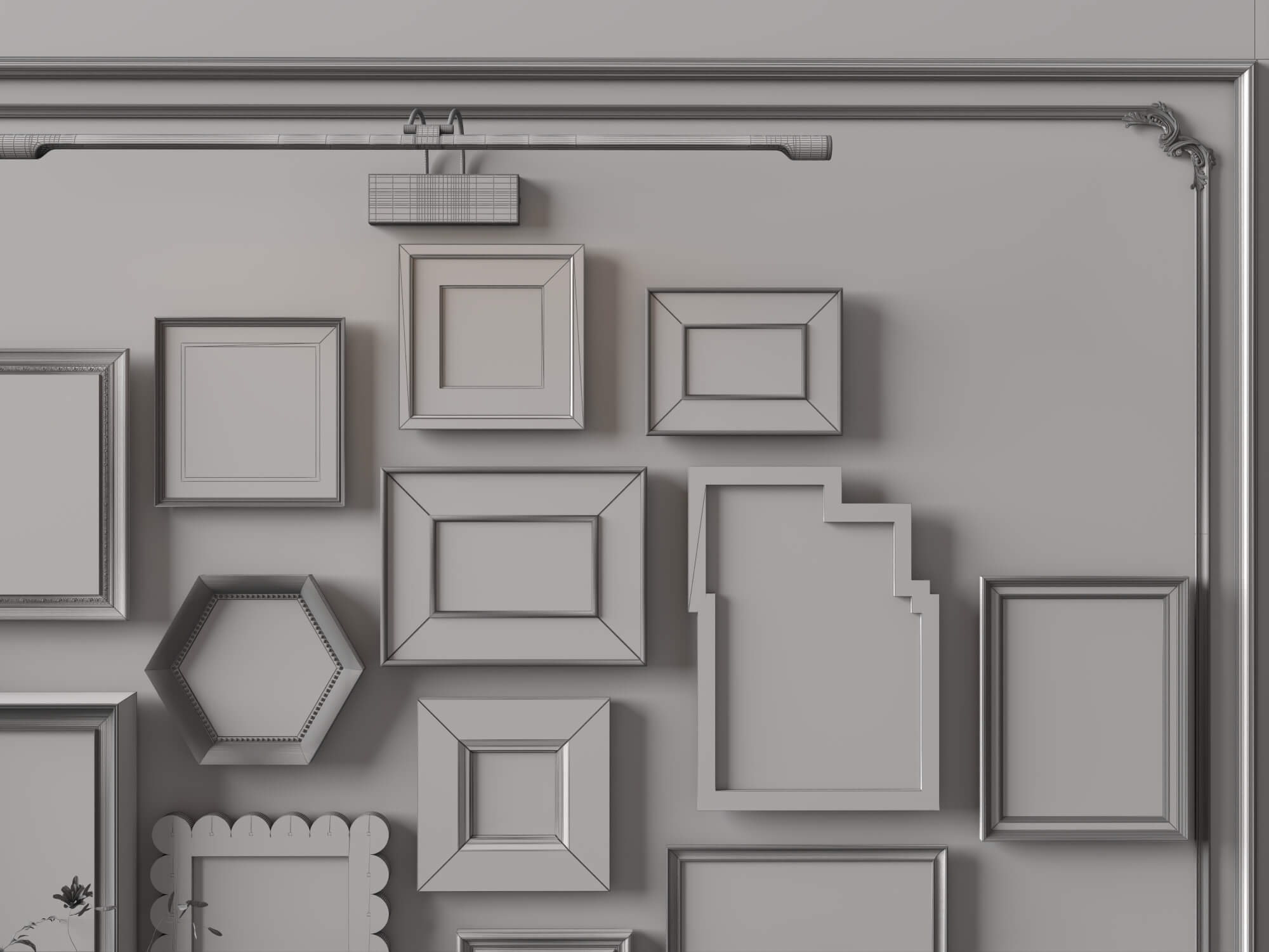 Vintage Gallery Wall Art Frames Set 3D Model