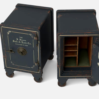 Vintage Metal Safe 3D Model