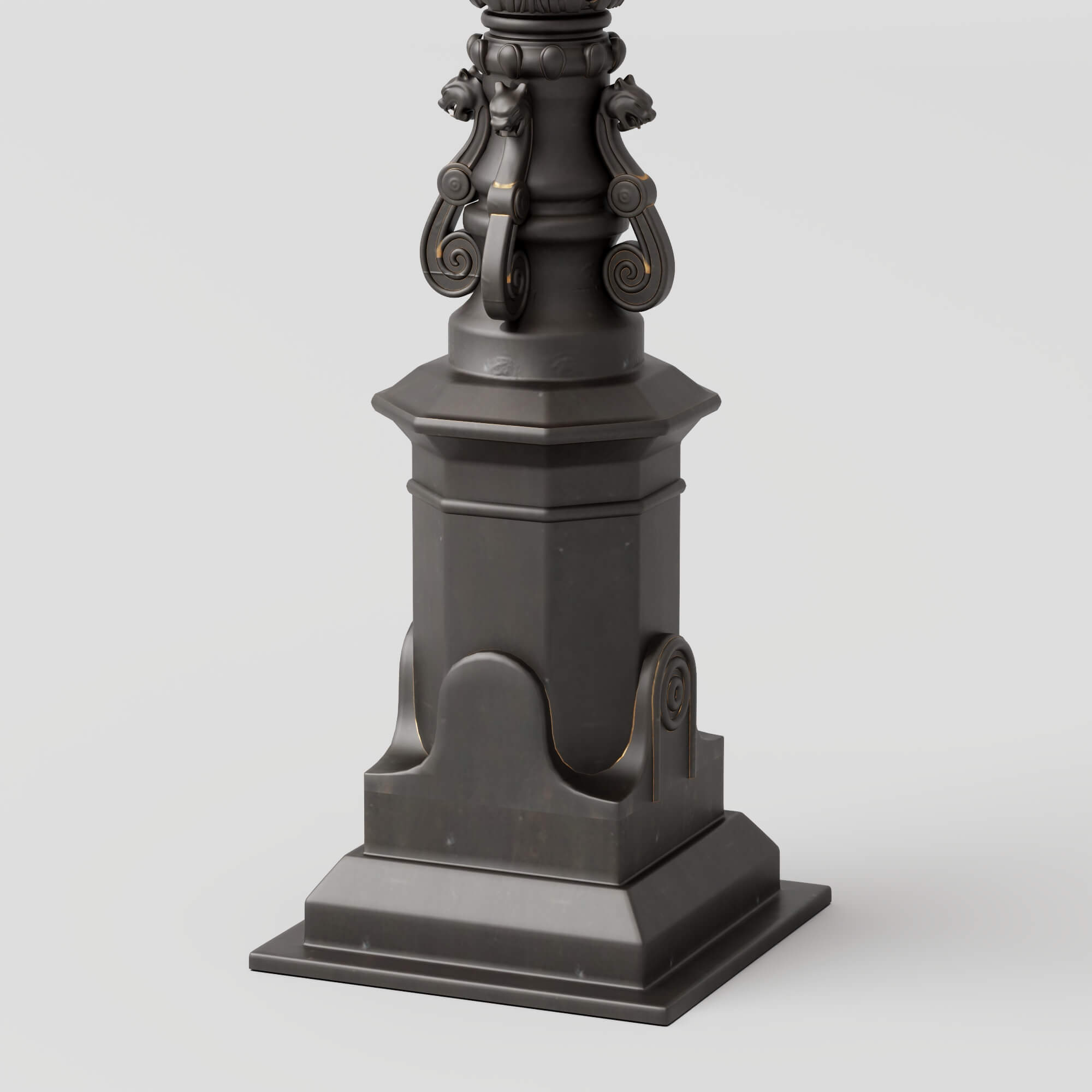 Vintage Street Lamp with Clock and Eagle Sculpture 3D Model