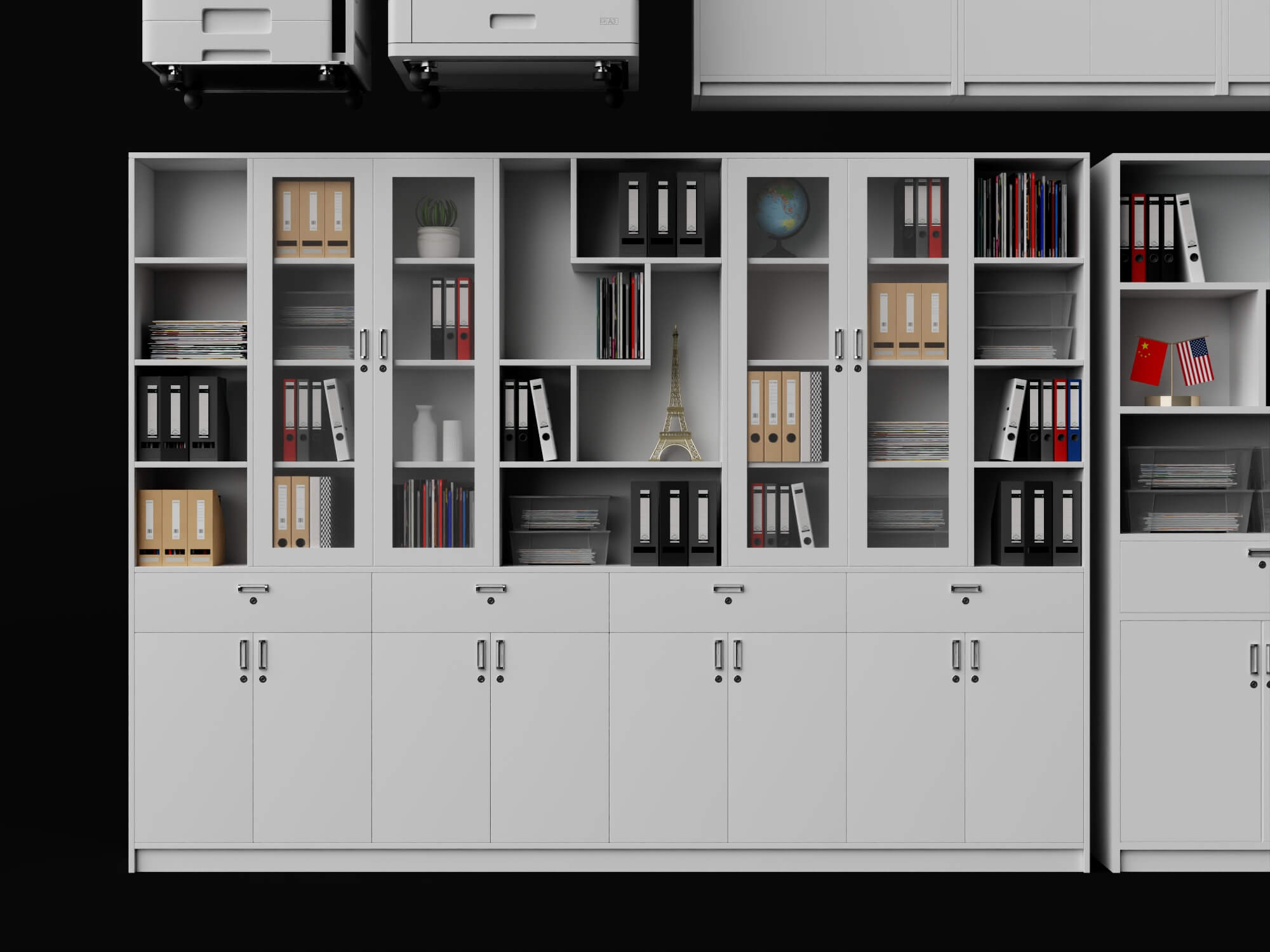 White Office Cabinet and Printer Pack Lowpoly 3D Model 3D Model