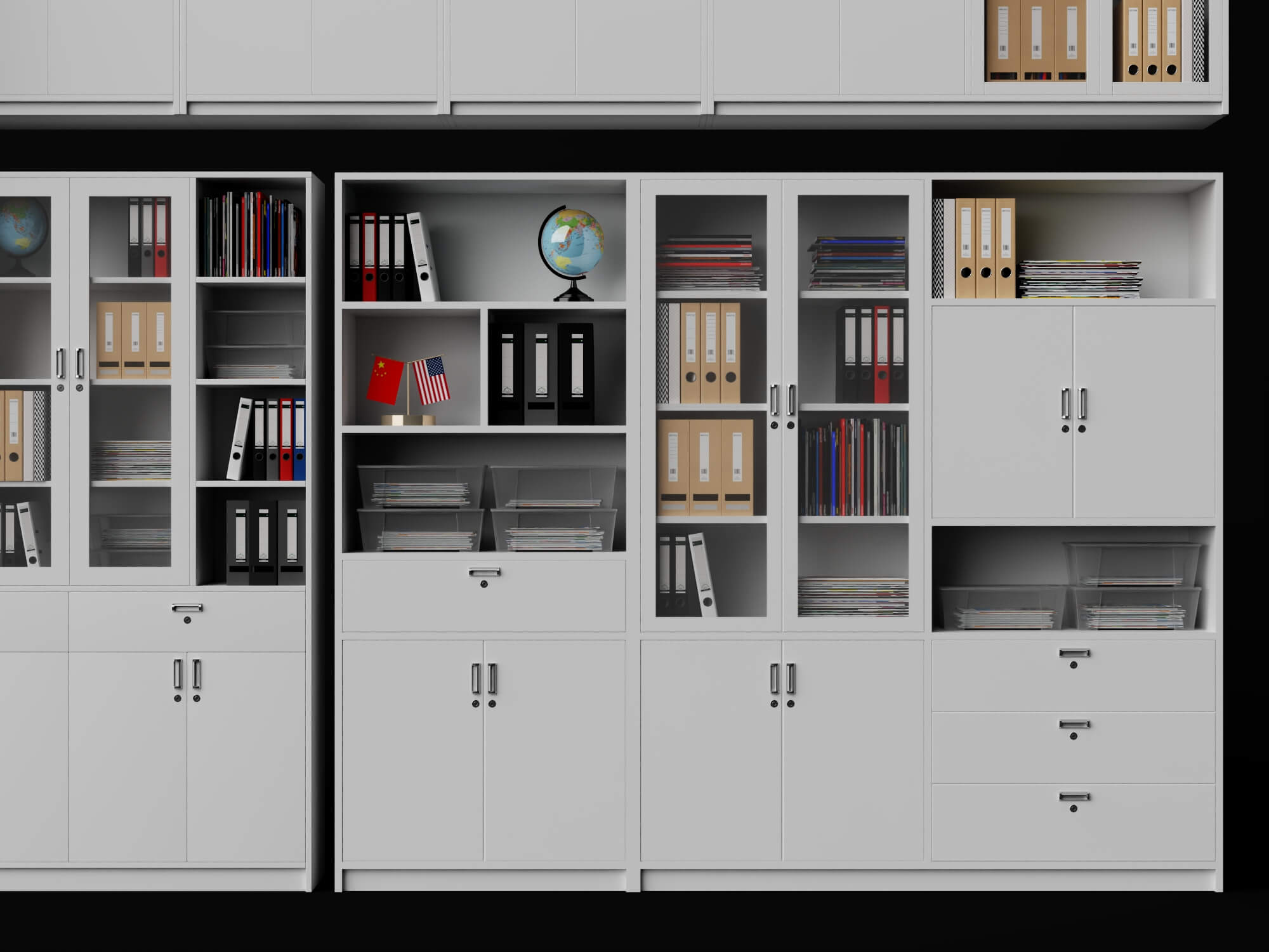 White Office Cabinet and Printer Pack Lowpoly 3D Model 3D Model