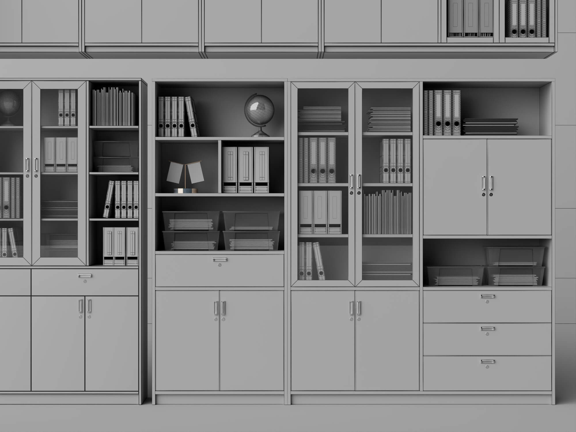 White Office Cabinet and Printer Pack Lowpoly 3D Model 3D Model