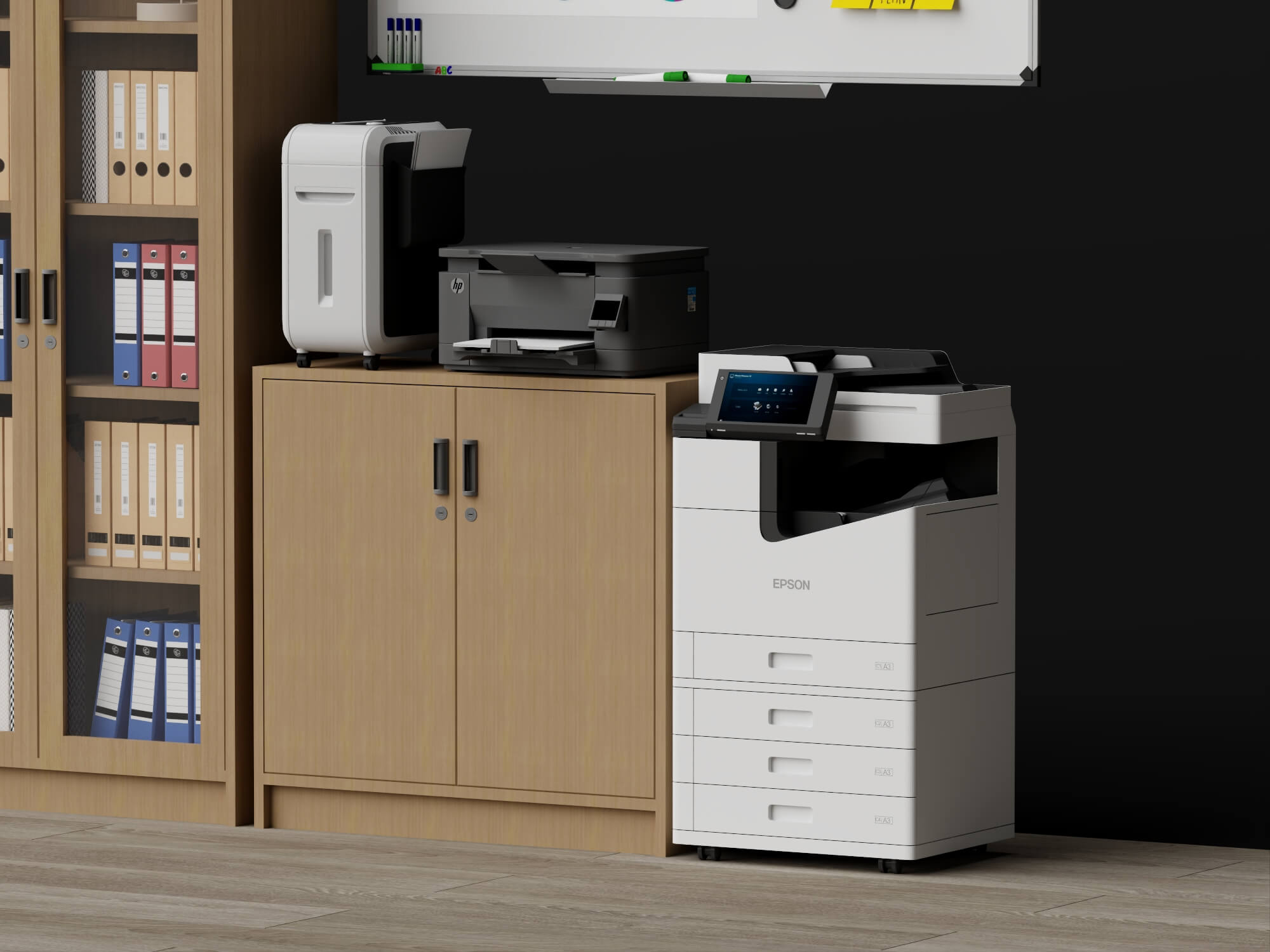 Wood Office Filing Cabinet Lowpoly 3D Model 3D Model