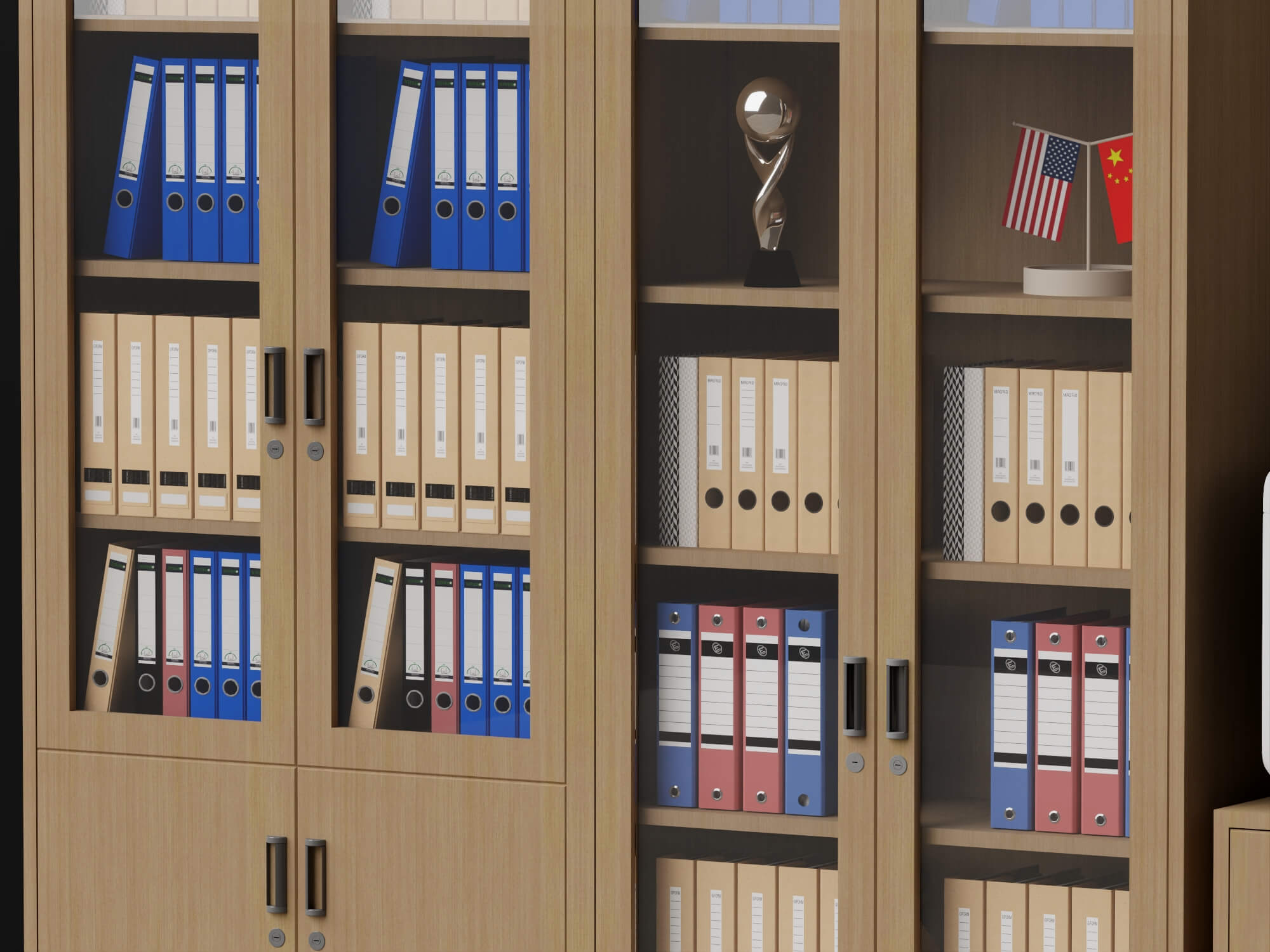 Wood Office Filing Cabinet Lowpoly 3D Model 3D Model