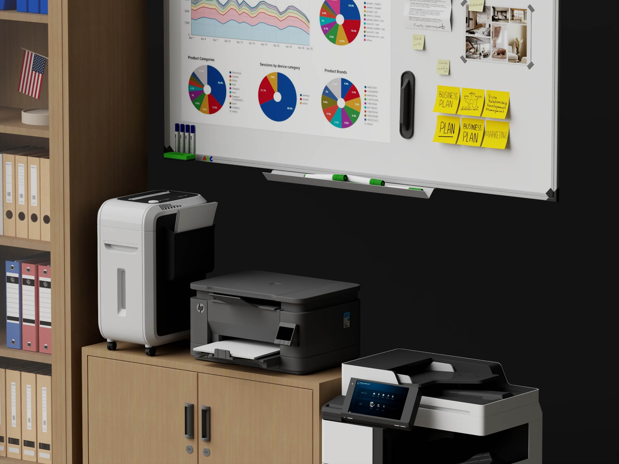 Wood Office Filing Cabinet Lowpoly 3D Model 3D Model