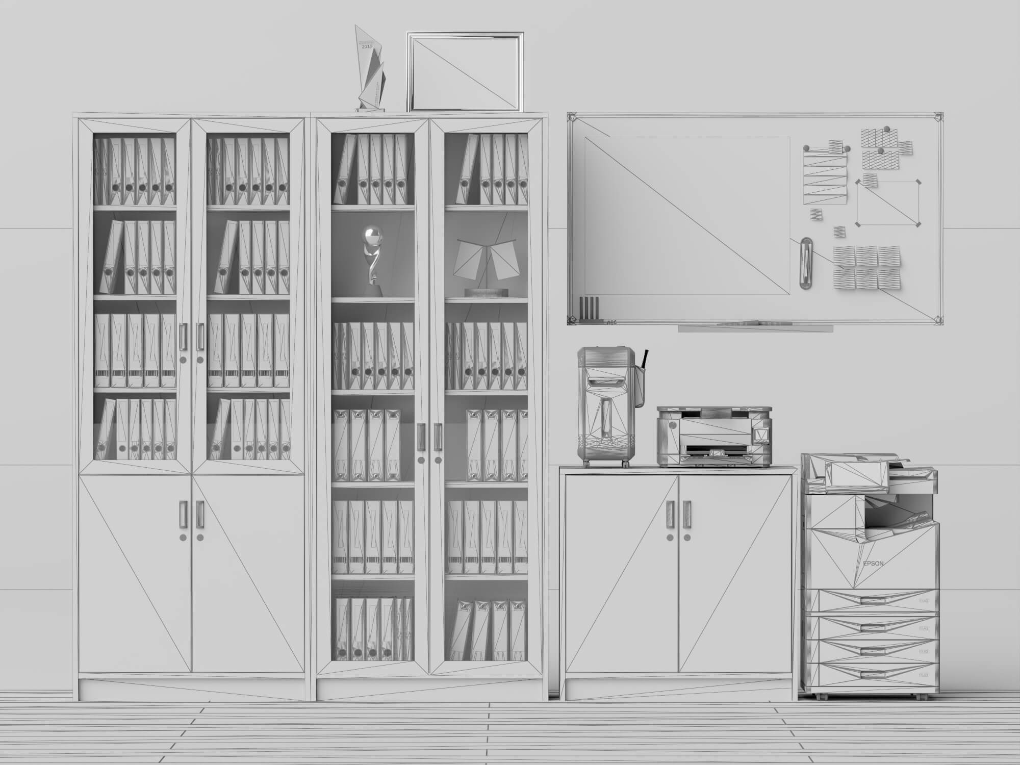 Wood Office Filing Cabinet Lowpoly 3D Model 3D Model