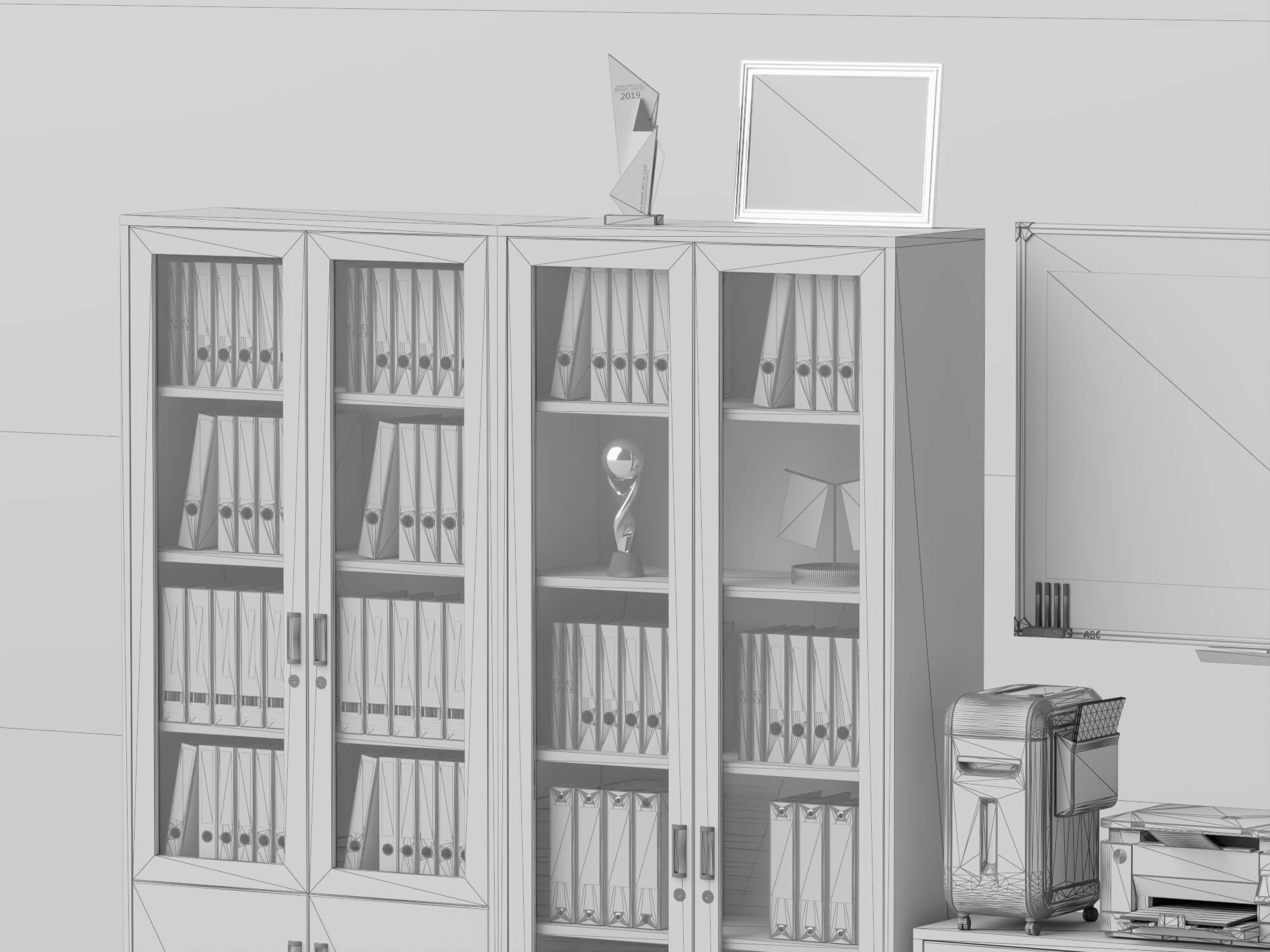 Wood Office Filing Cabinet Lowpoly 3D Model 3D Model
