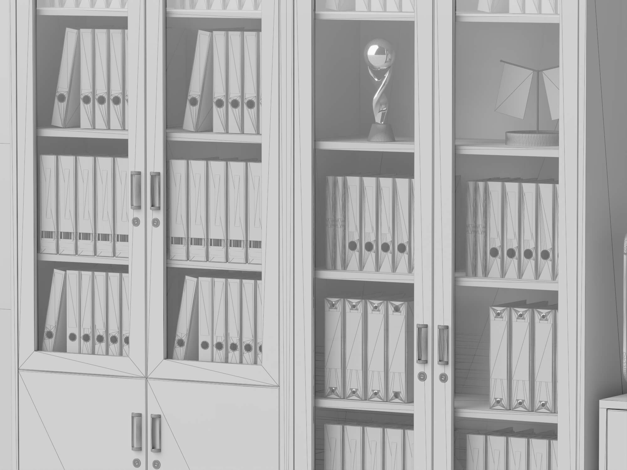 Wood Office Filing Cabinet Lowpoly 3D Model 3D Model