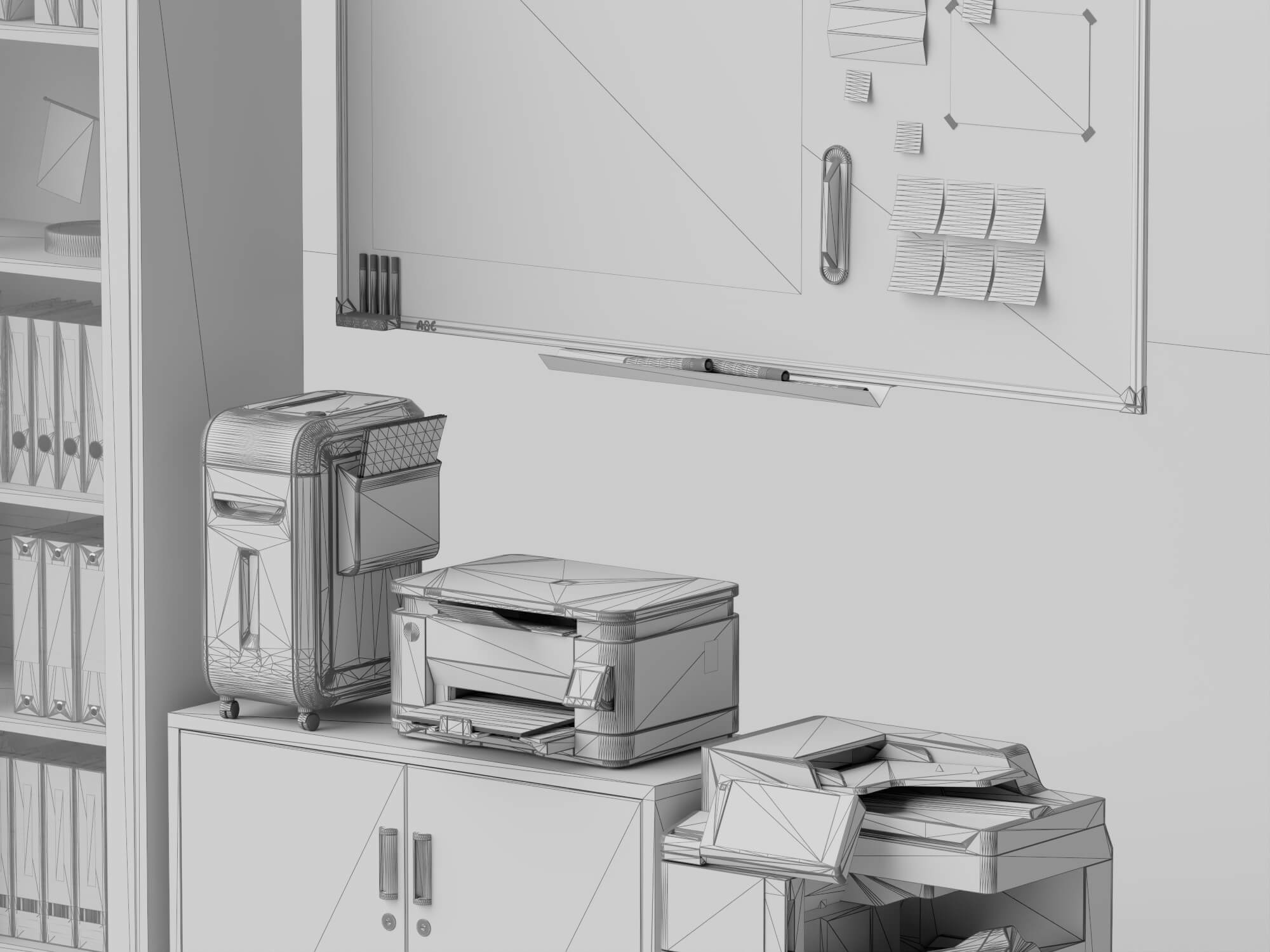 Wood Office Filing Cabinet Lowpoly 3D Model 3D Model