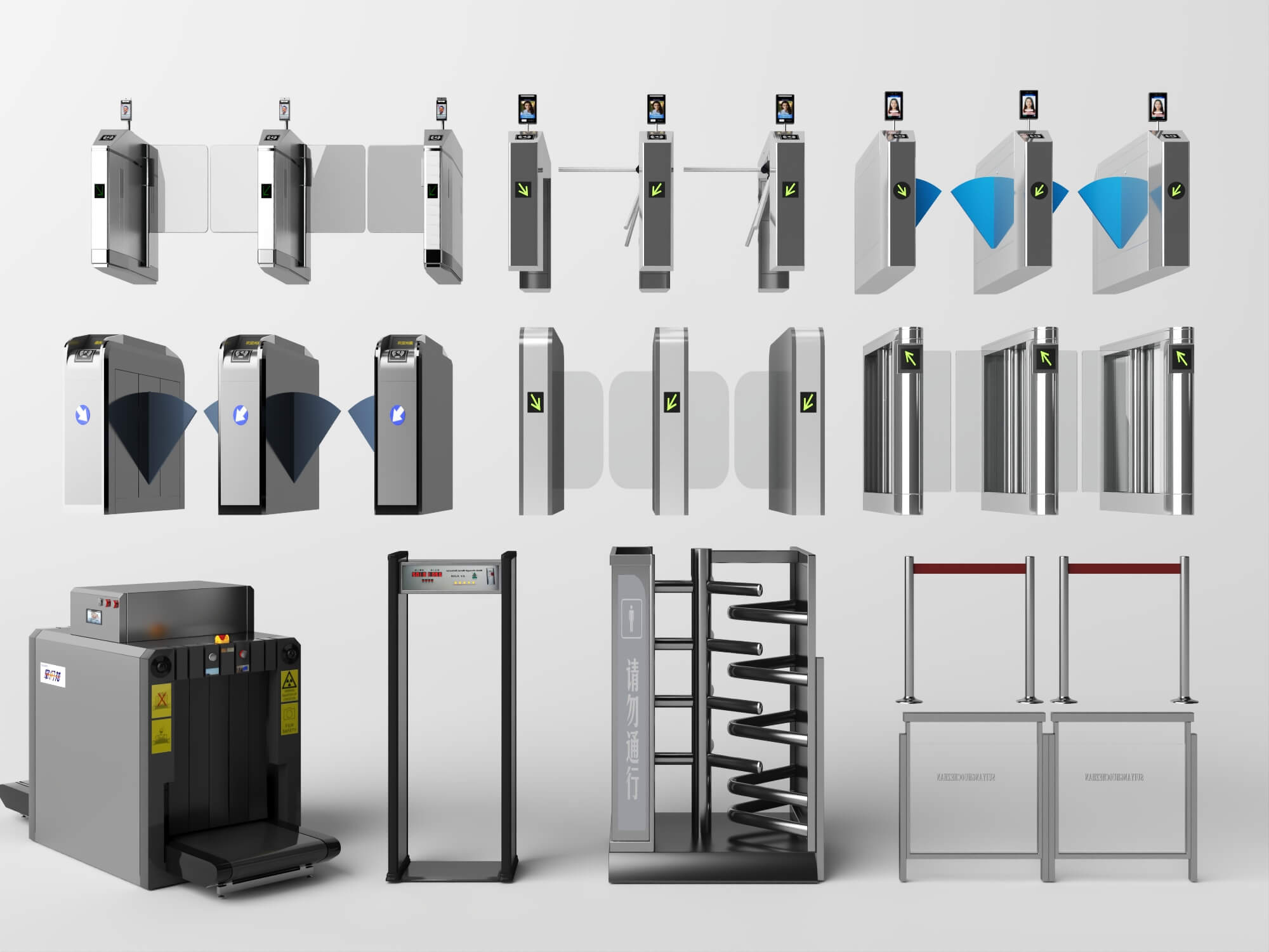 Access Control Turnstile and Security Gate Collection 3D Model
