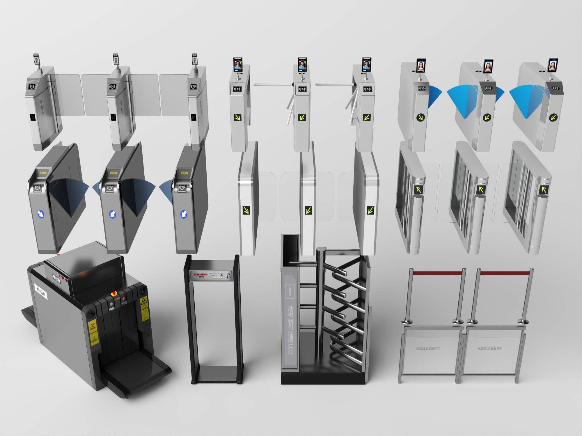Access Control Turnstile and Security Gate Collection 3D Model