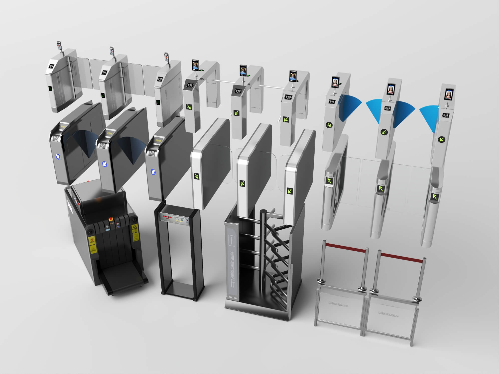 Access Control Turnstile and Security Gate Collection 3D Model