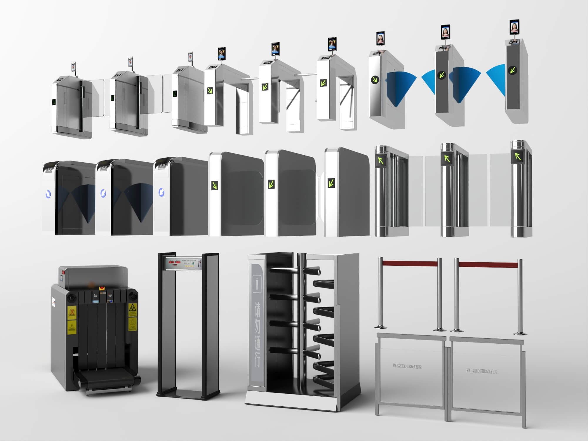 Access Control Turnstile and Security Gate Collection 3D Model