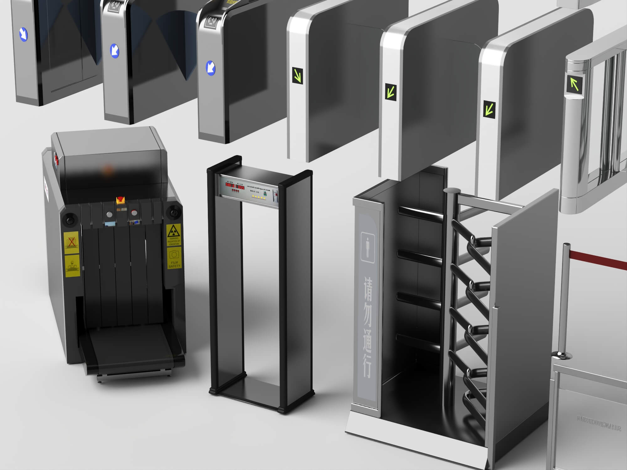 Access Control Turnstile and Security Gate Collection 3D Model