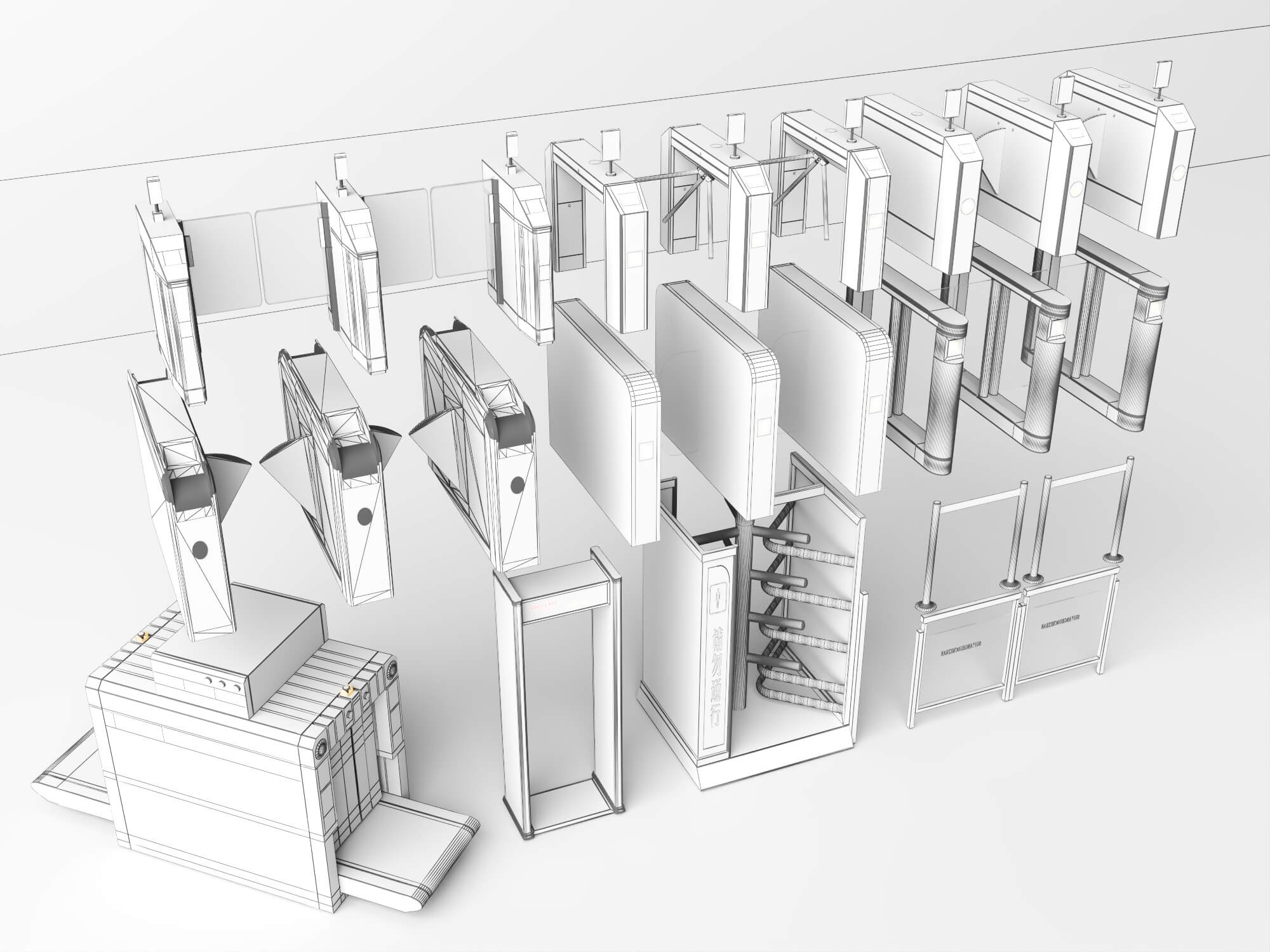 Access Control Turnstile and Security Gate Collection 3D Model