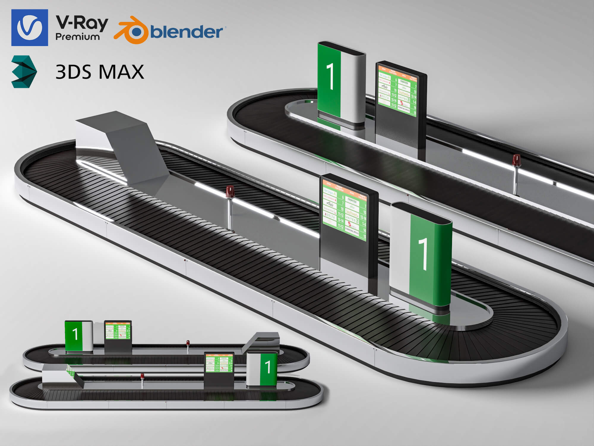 Airport Baggage Conveyor Belt 3D Model 3D Model