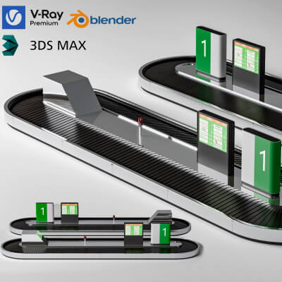 Airport Baggage Conveyor Belt 3D Model