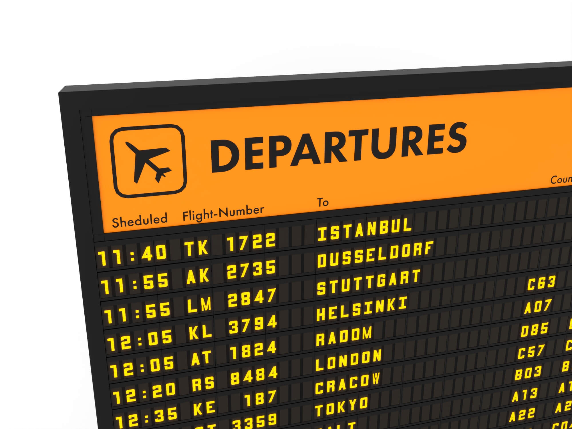 Airport Departure Flipboard 3D Model 3D Model