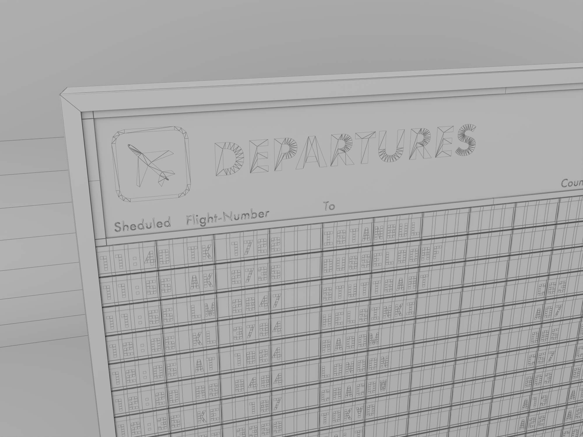 Airport Departure Flipboard 3D Model 3D Model