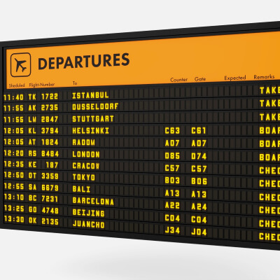 Airport Departure Flipboard 3D Model