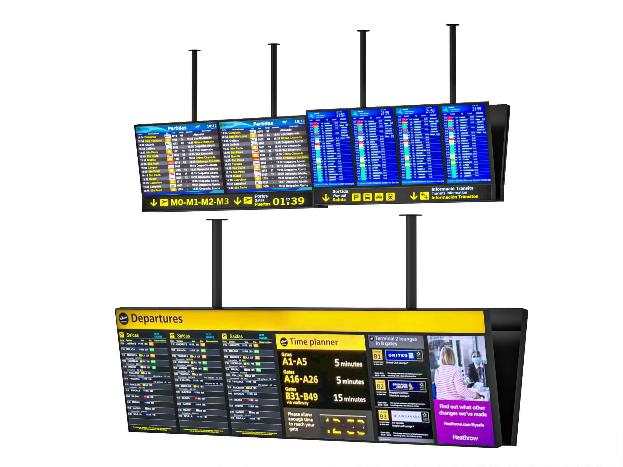 Airport Digital Departure Signage 3d Model 3D Model