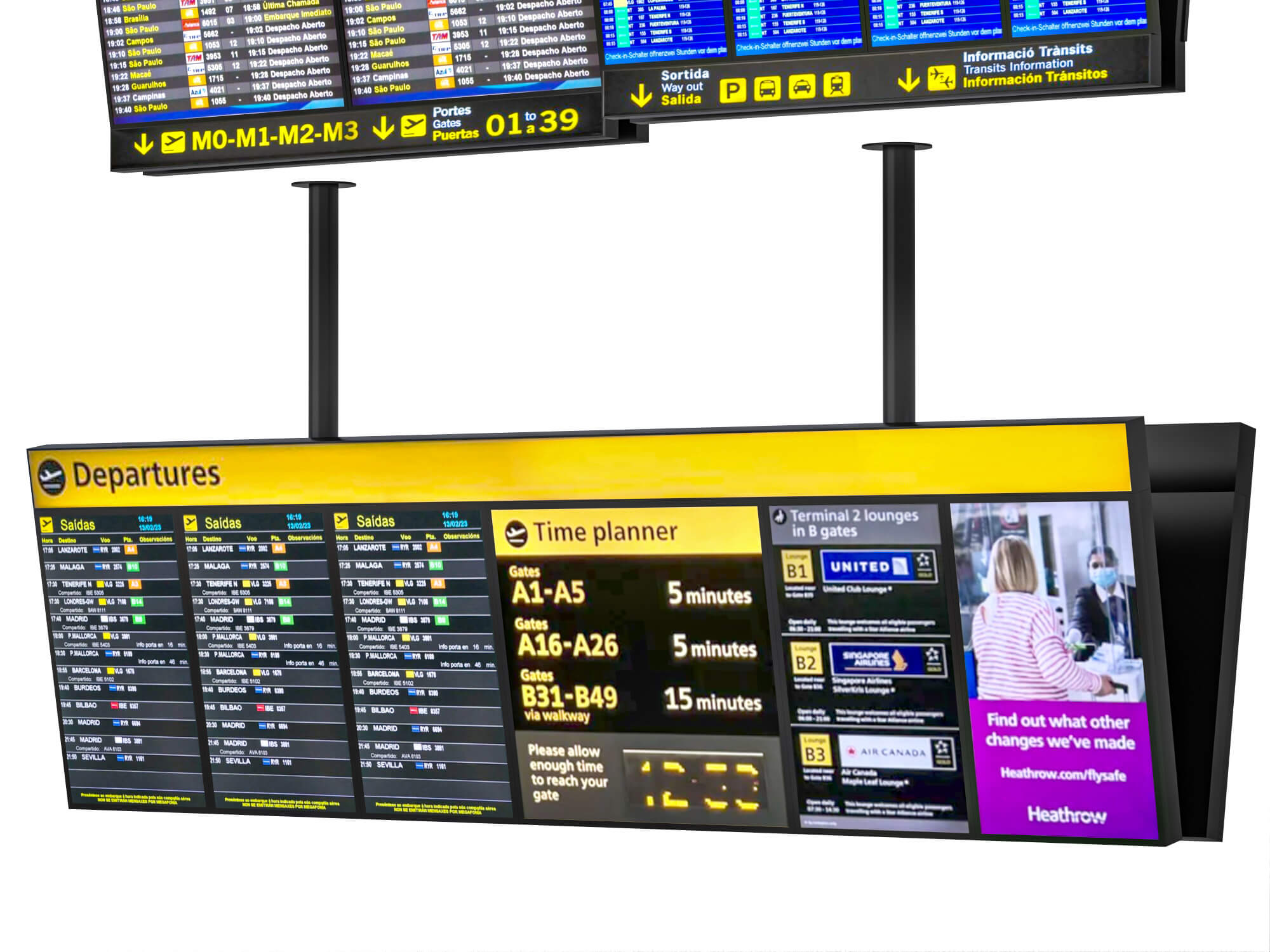 Airport Digital Departure Signage 3d Model 3D Model