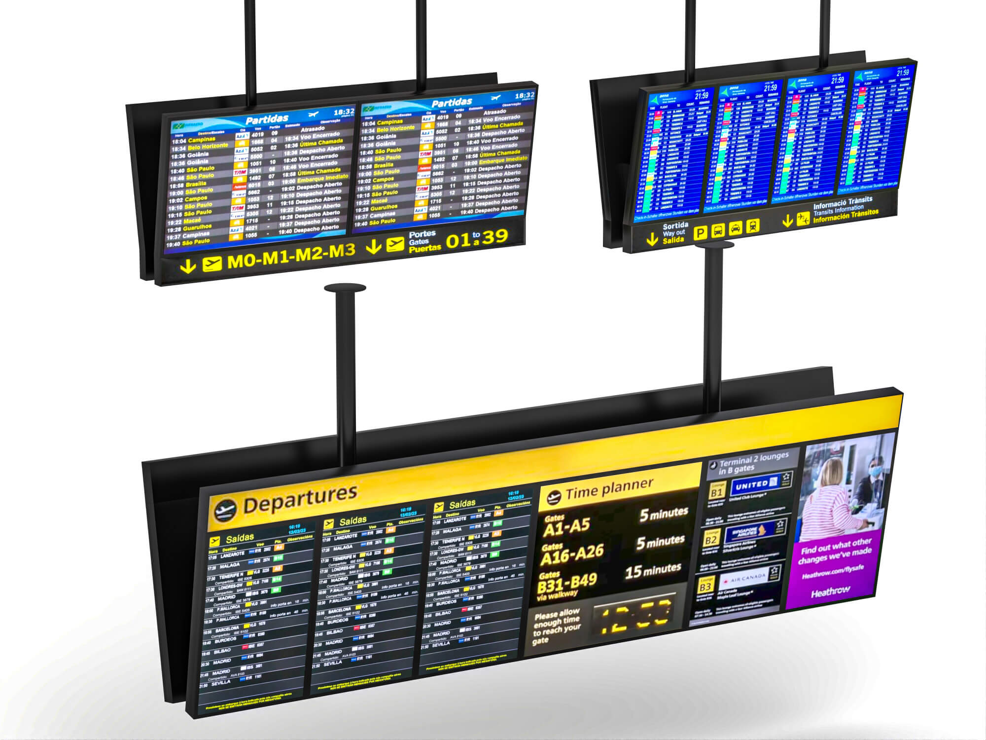 Airport Digital Departure Signage 3d Model 3D Model