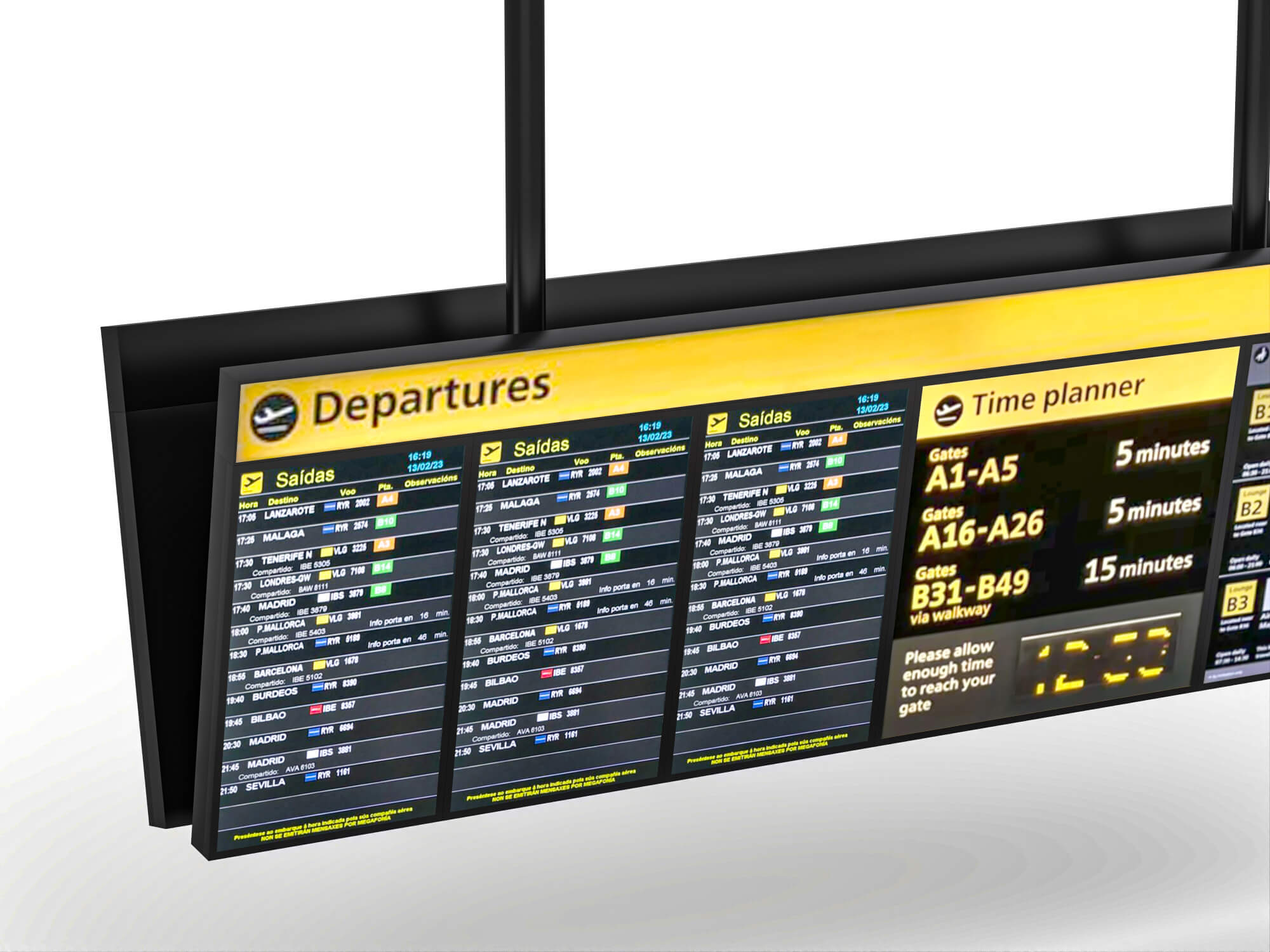Airport Digital Departure Signage 3d Model 3D Model