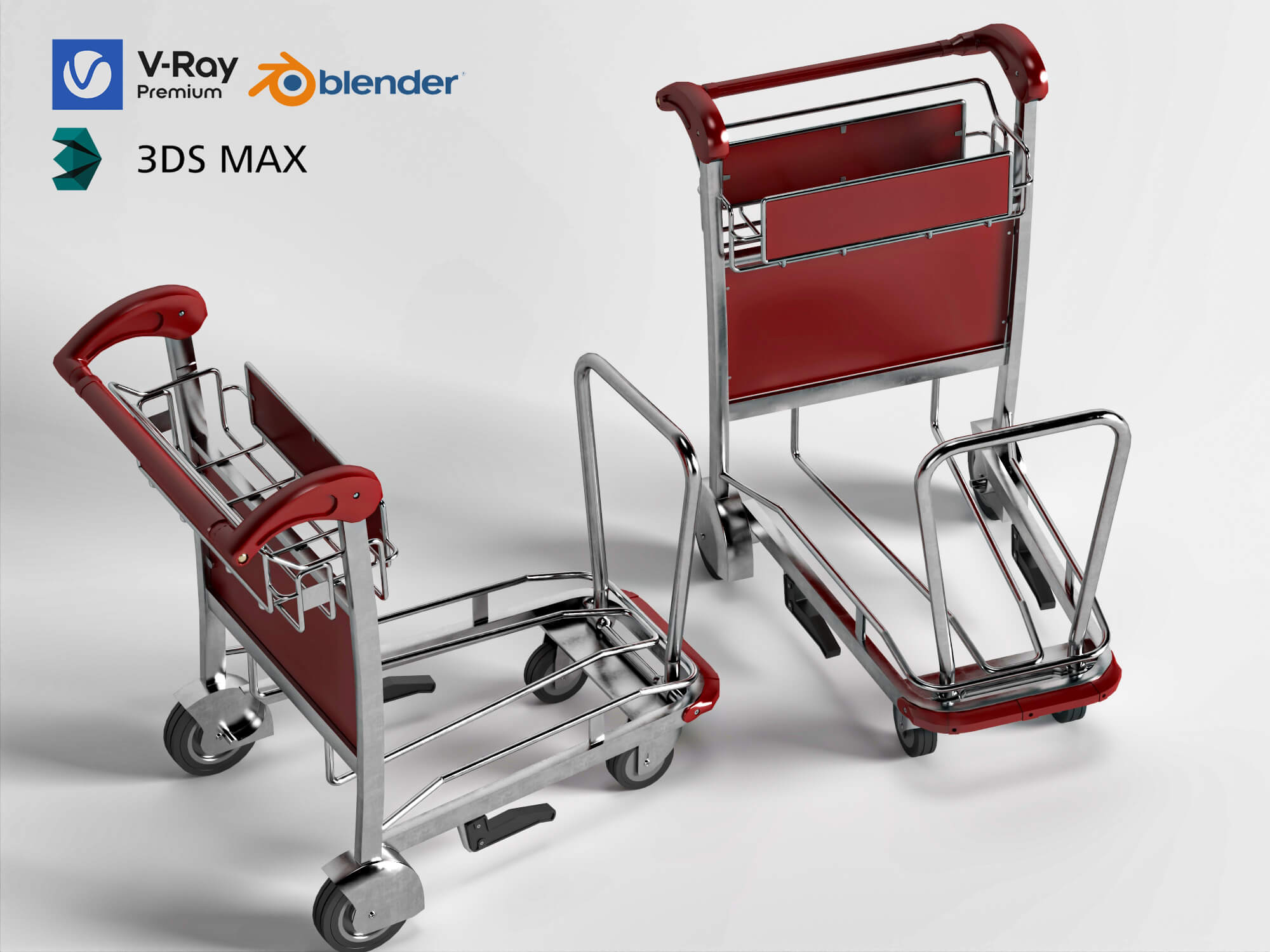Airport Luggage Trolley 3d Model 3D Model
