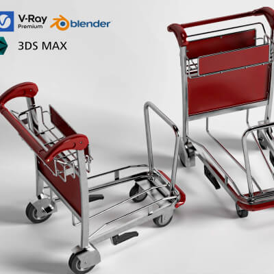 Airport Luggage Trolley 3d Model