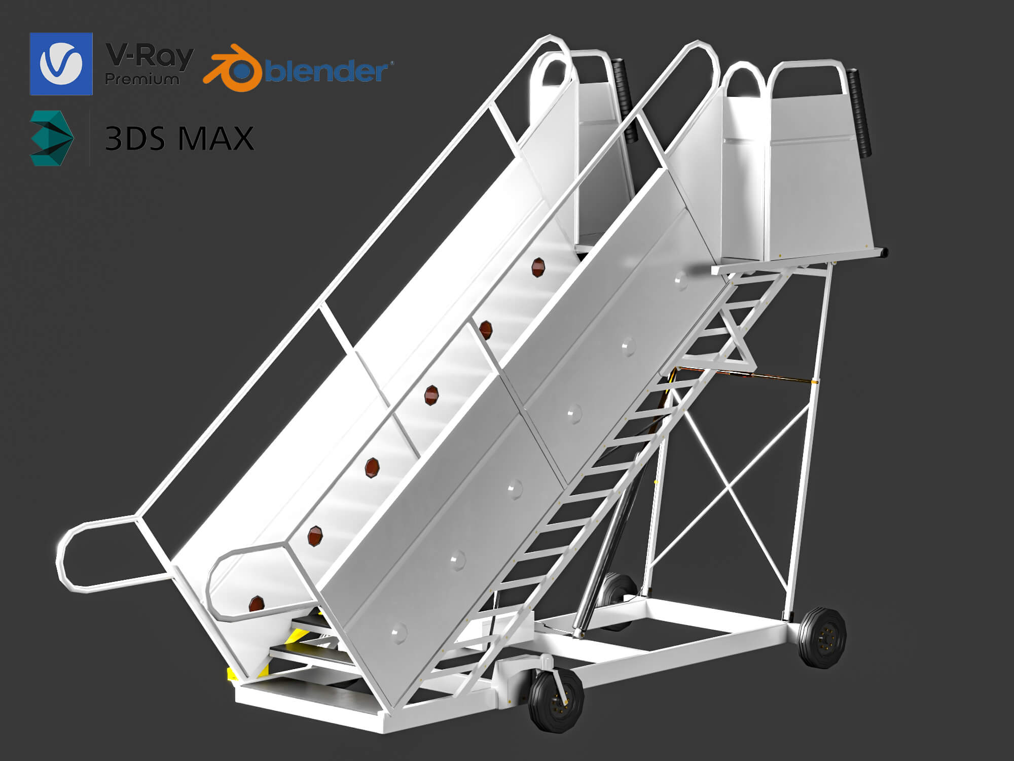 Airport Mobile Boarding Stairs 3D Model 3D Model