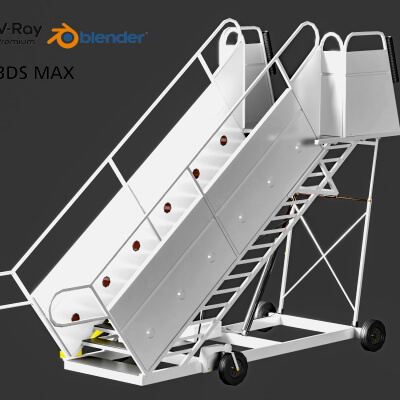 Airport Mobile Boarding Stairs 3D Model