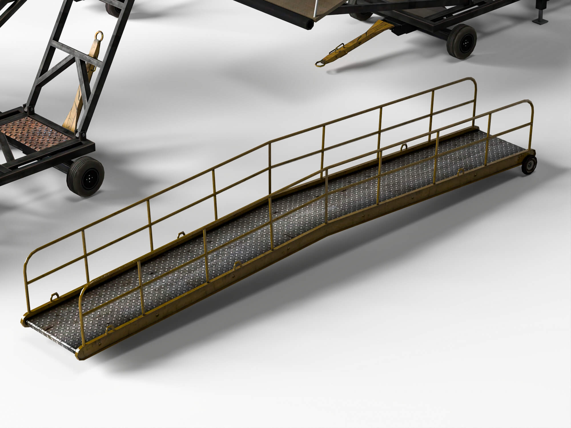 Airport Mobile Boarding Stairs and Ramps 3D Model 3D Model