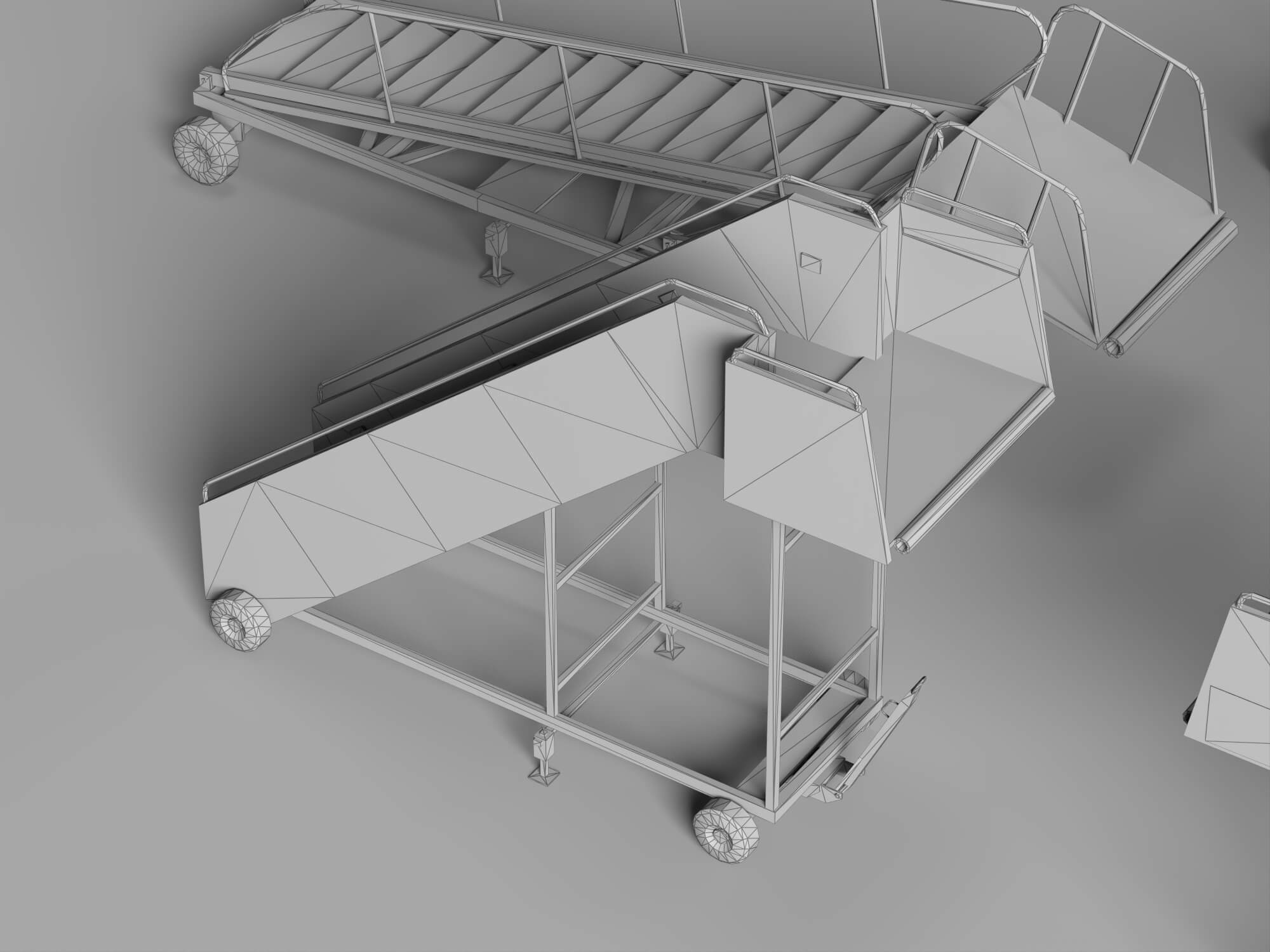 Airport Mobile Boarding Stairs and Ramps 3D Model 3D Model