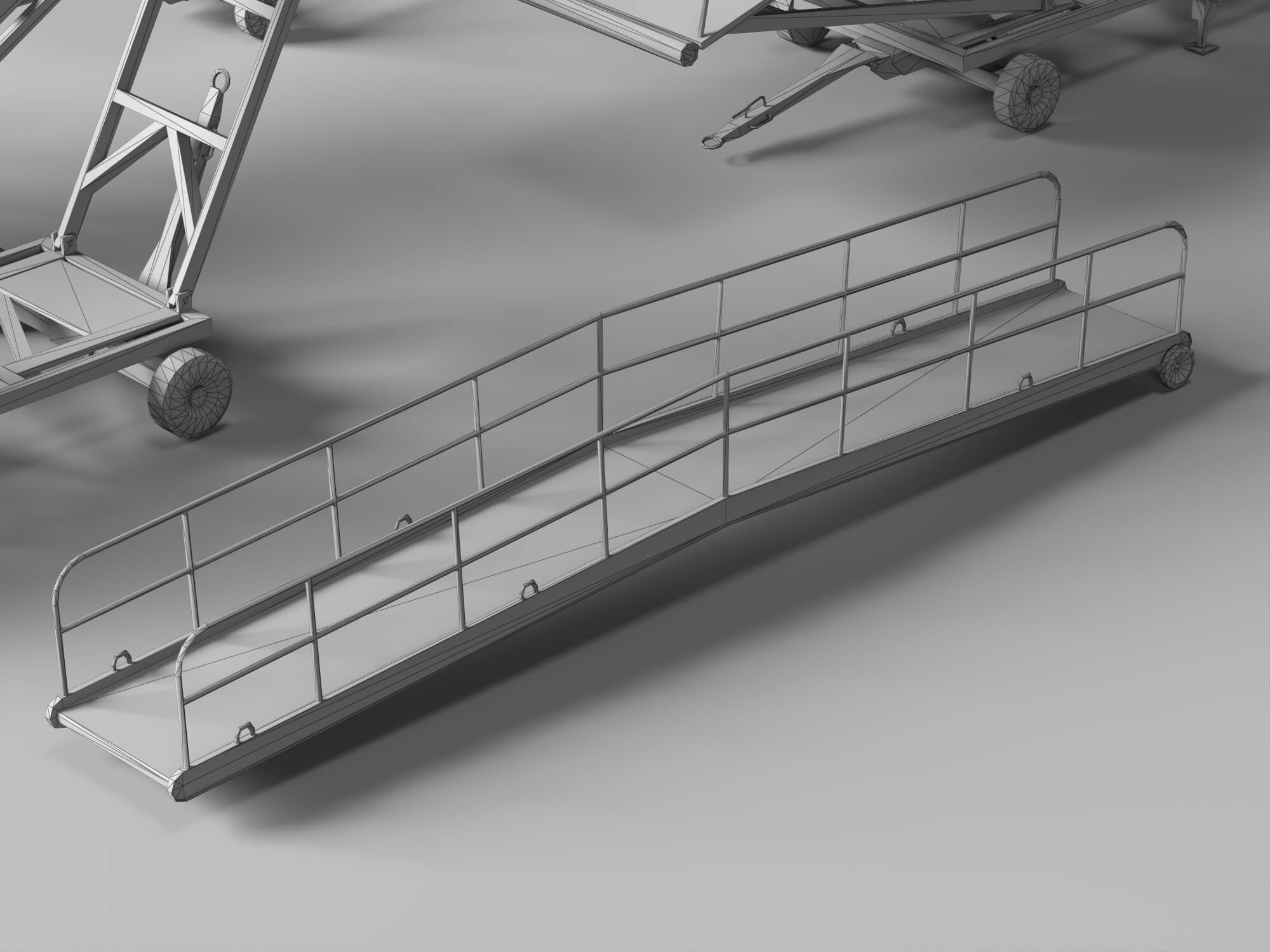 Airport Mobile Boarding Stairs and Ramps 3D Model 3D Model