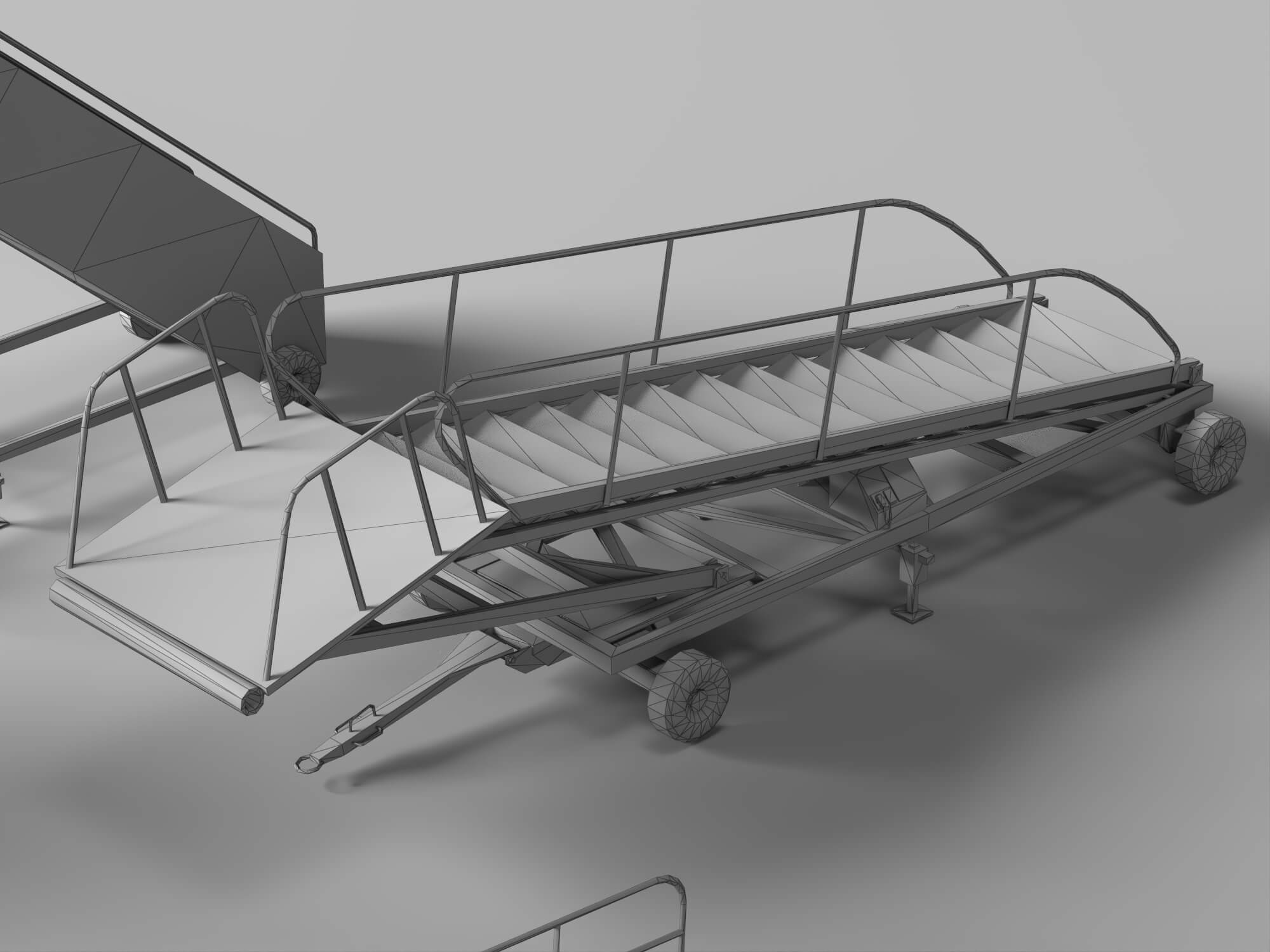 Airport Mobile Boarding Stairs and Ramps 3D Model 3D Model