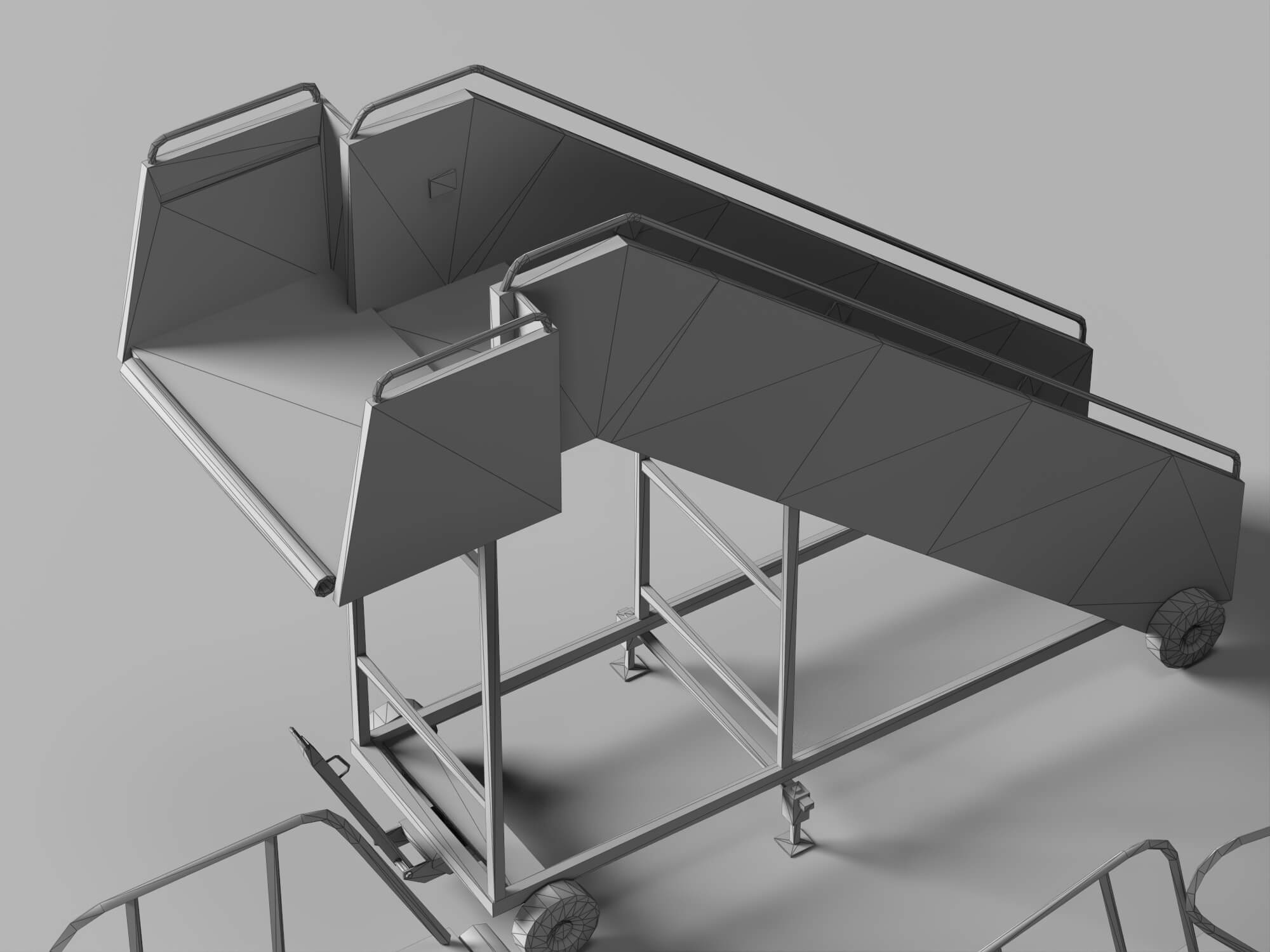 Airport Mobile Boarding Stairs and Ramps 3D Model 3D Model