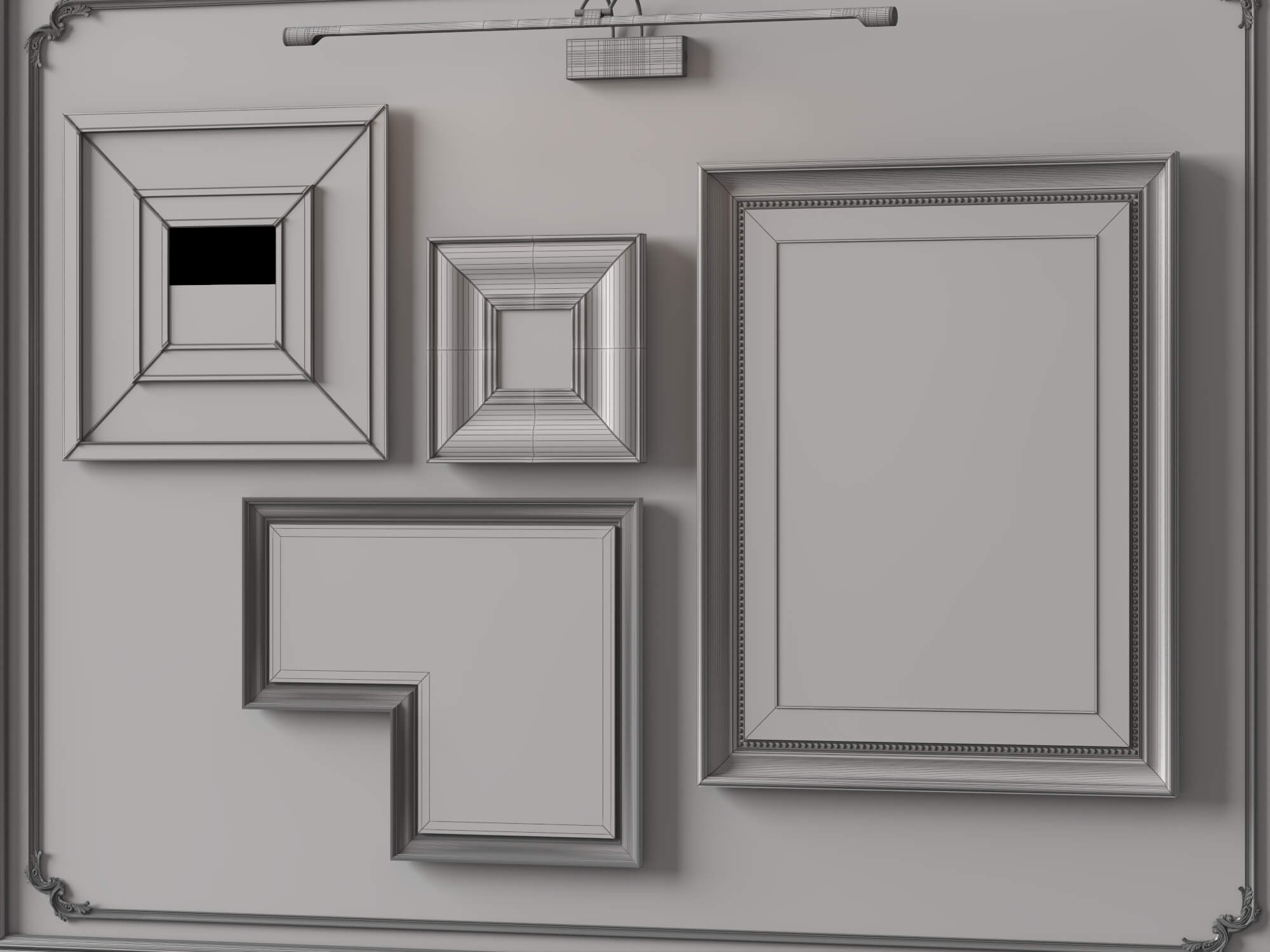 Art Gallery Wall Frames Set 3D Asset 3D Model