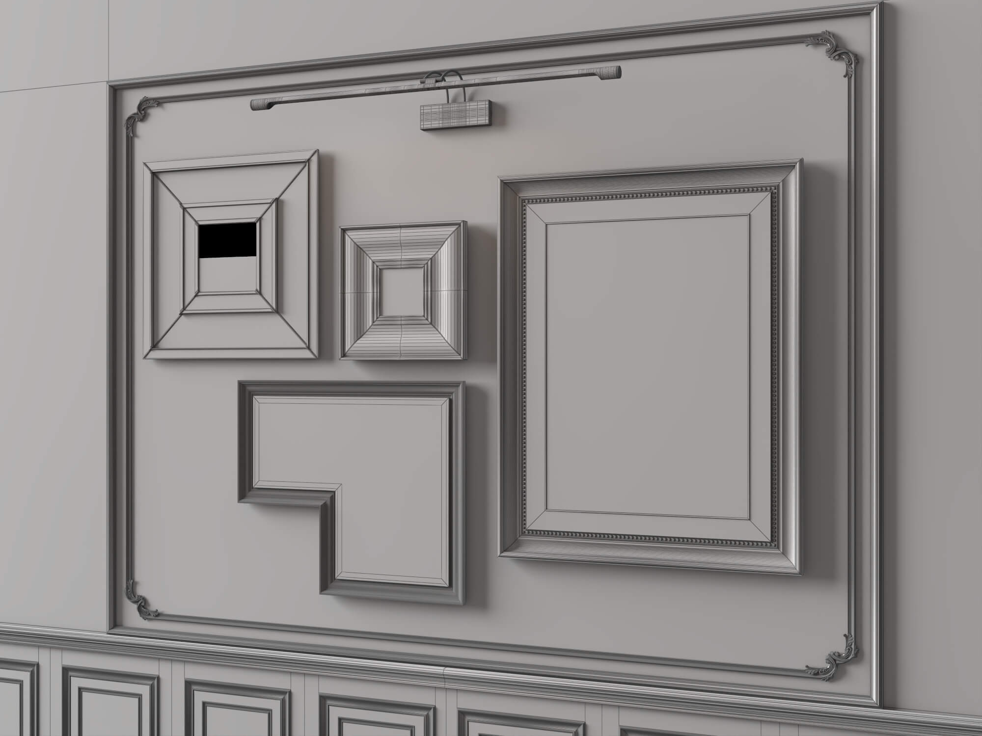 Art Gallery Wall Frames Set 3D Asset 3D Model
