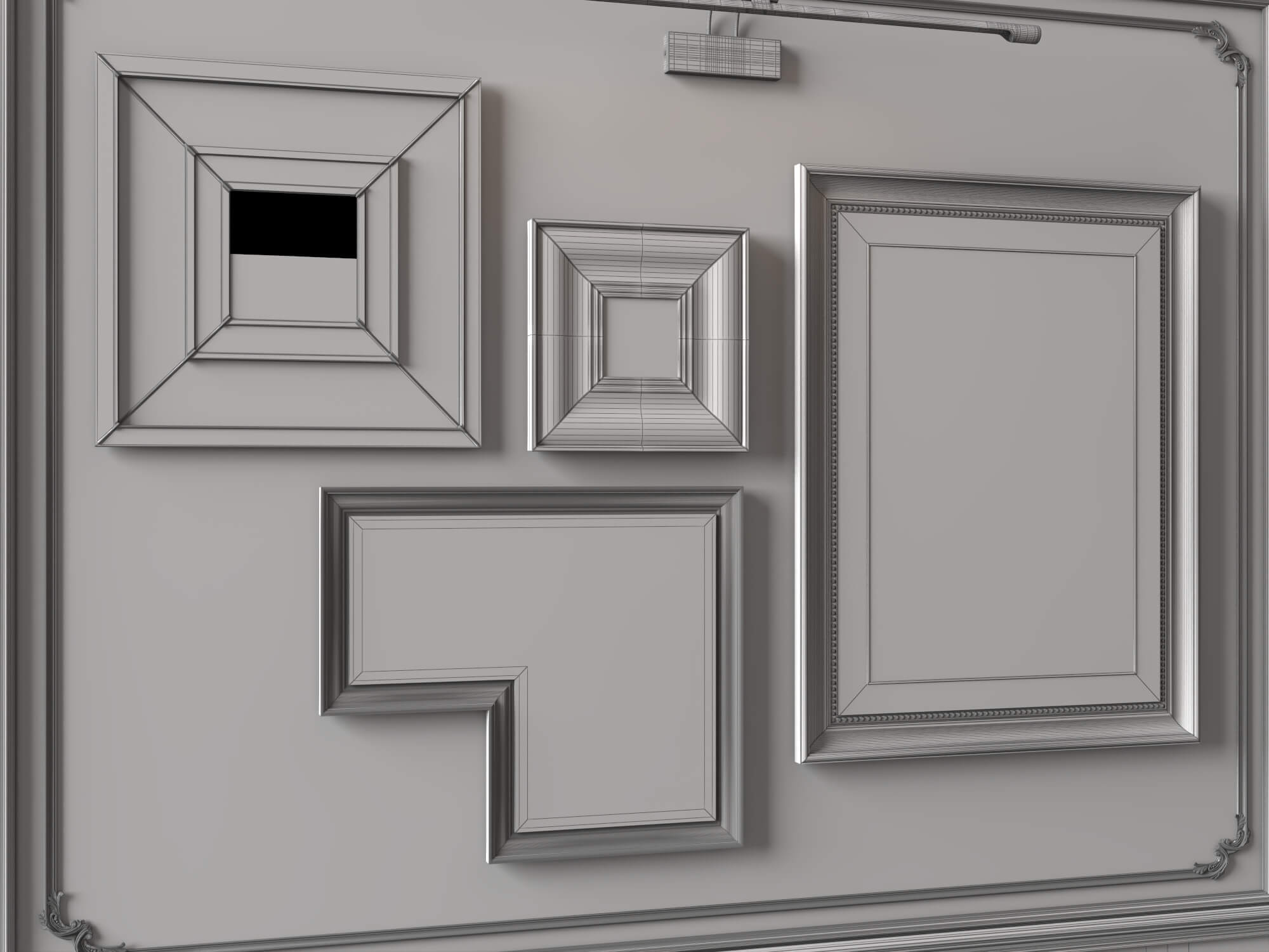 Art Gallery Wall Frames Set 3D Asset 3D Model