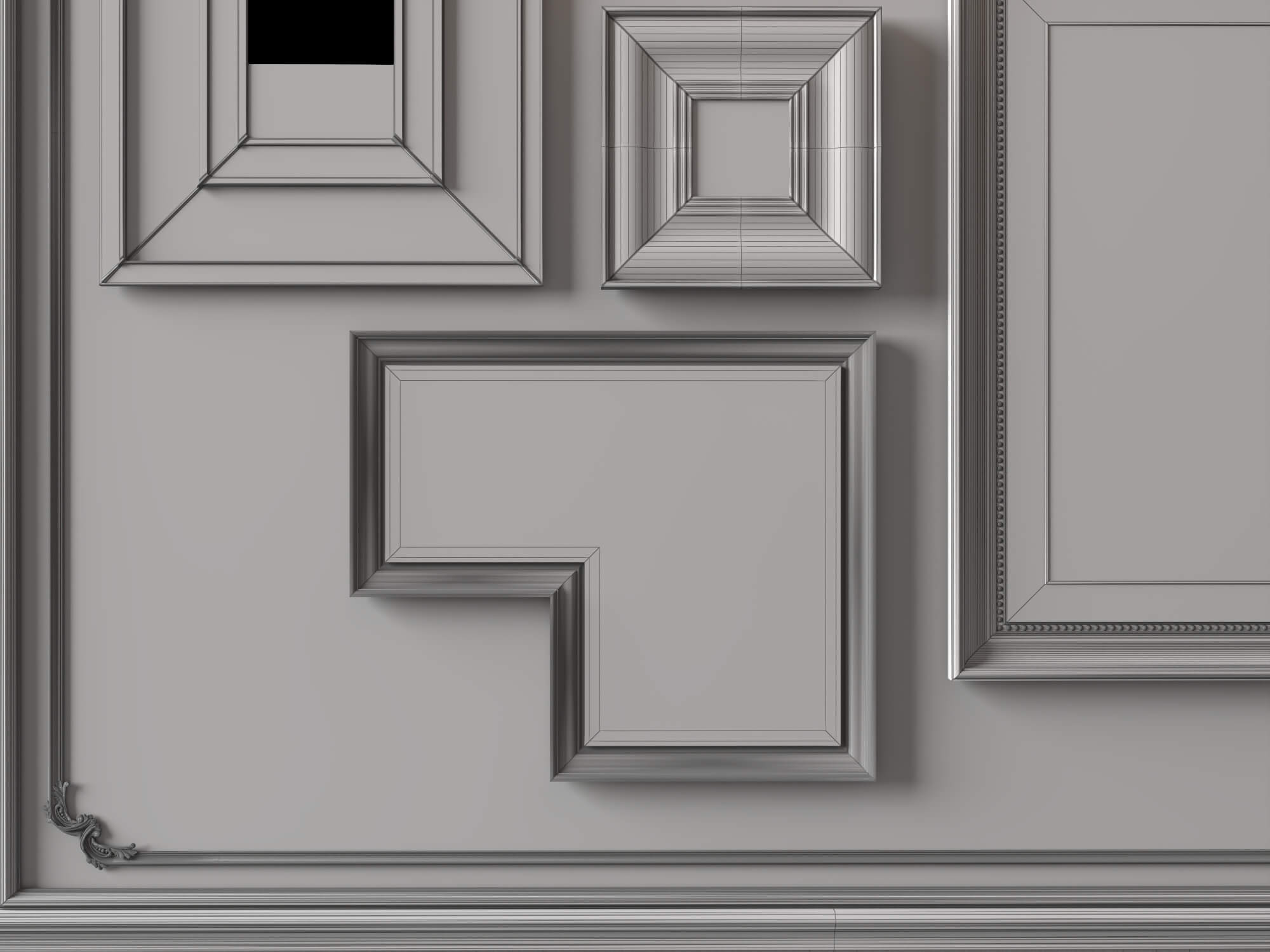 Art Gallery Wall Frames Set 3D Asset 3D Model