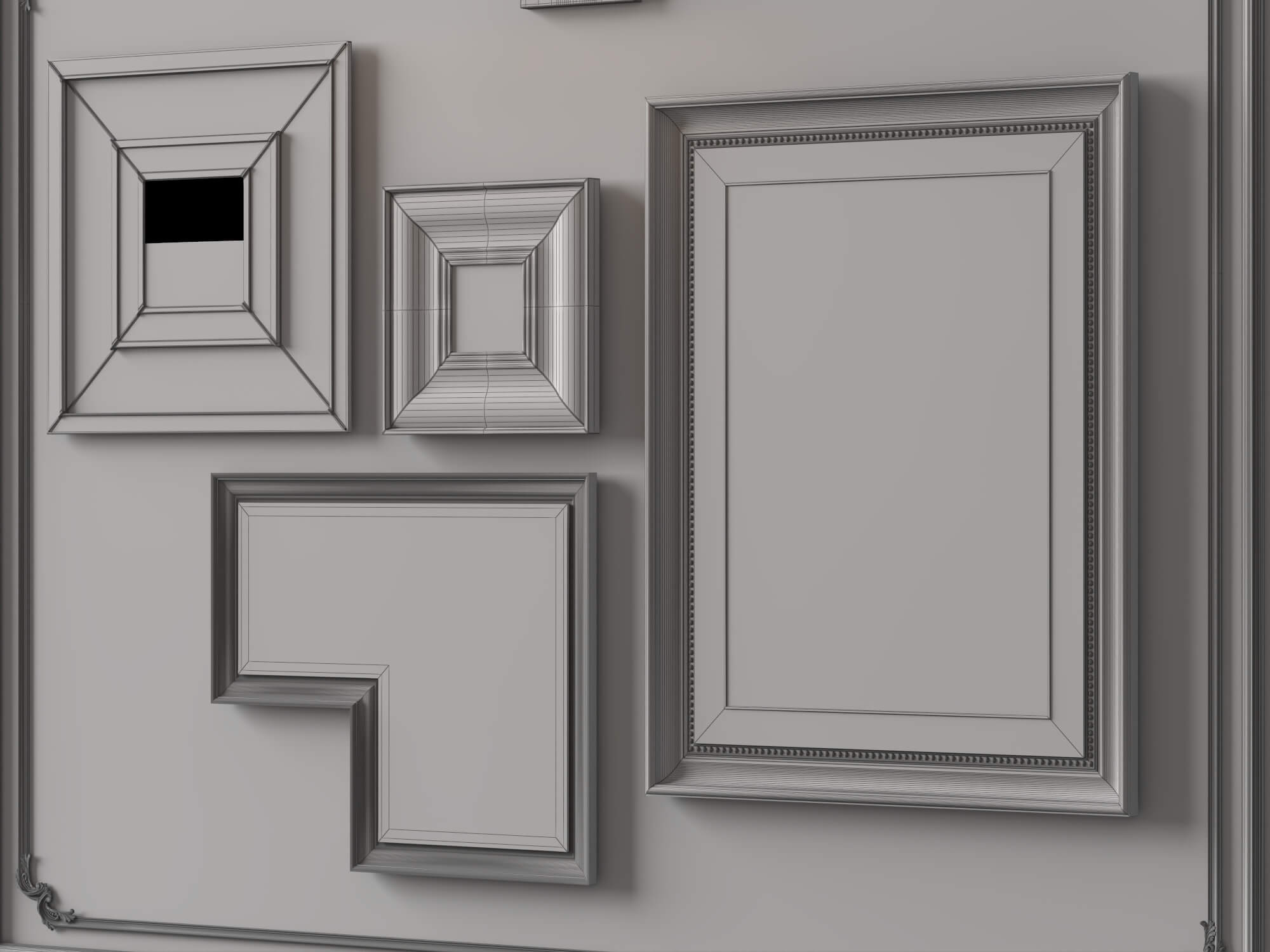 Art Gallery Wall Frames Set 3D Asset 3D Model